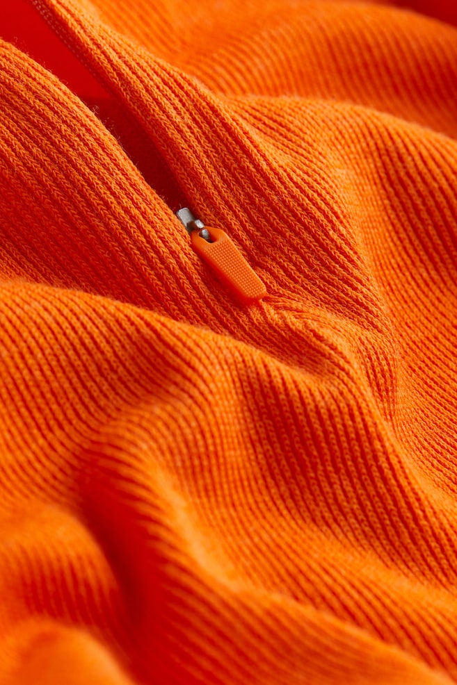 Ribbed Wool Half Zip - Orange/Black - 2
