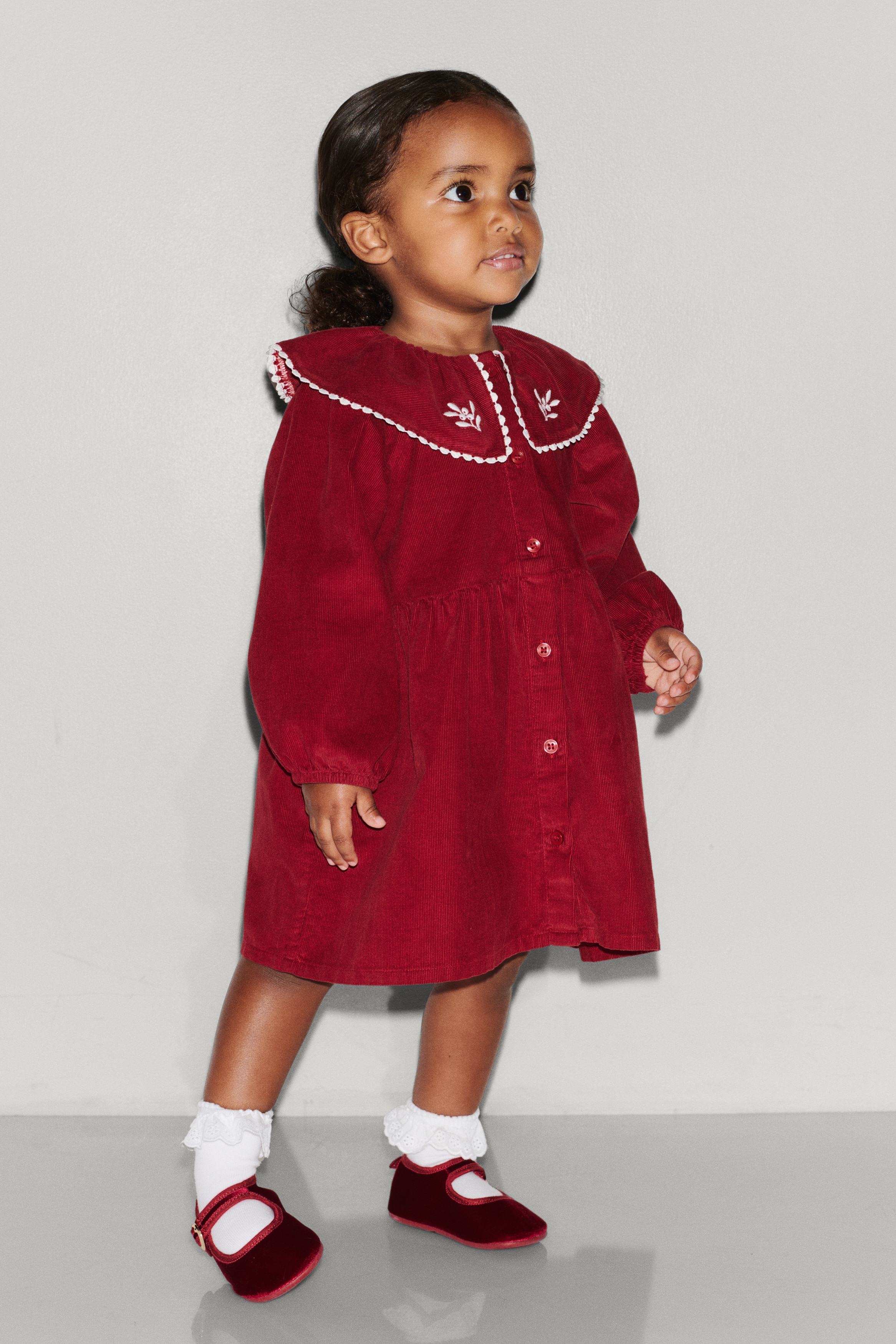 Collared cotton dress - Red/Blue/Checked