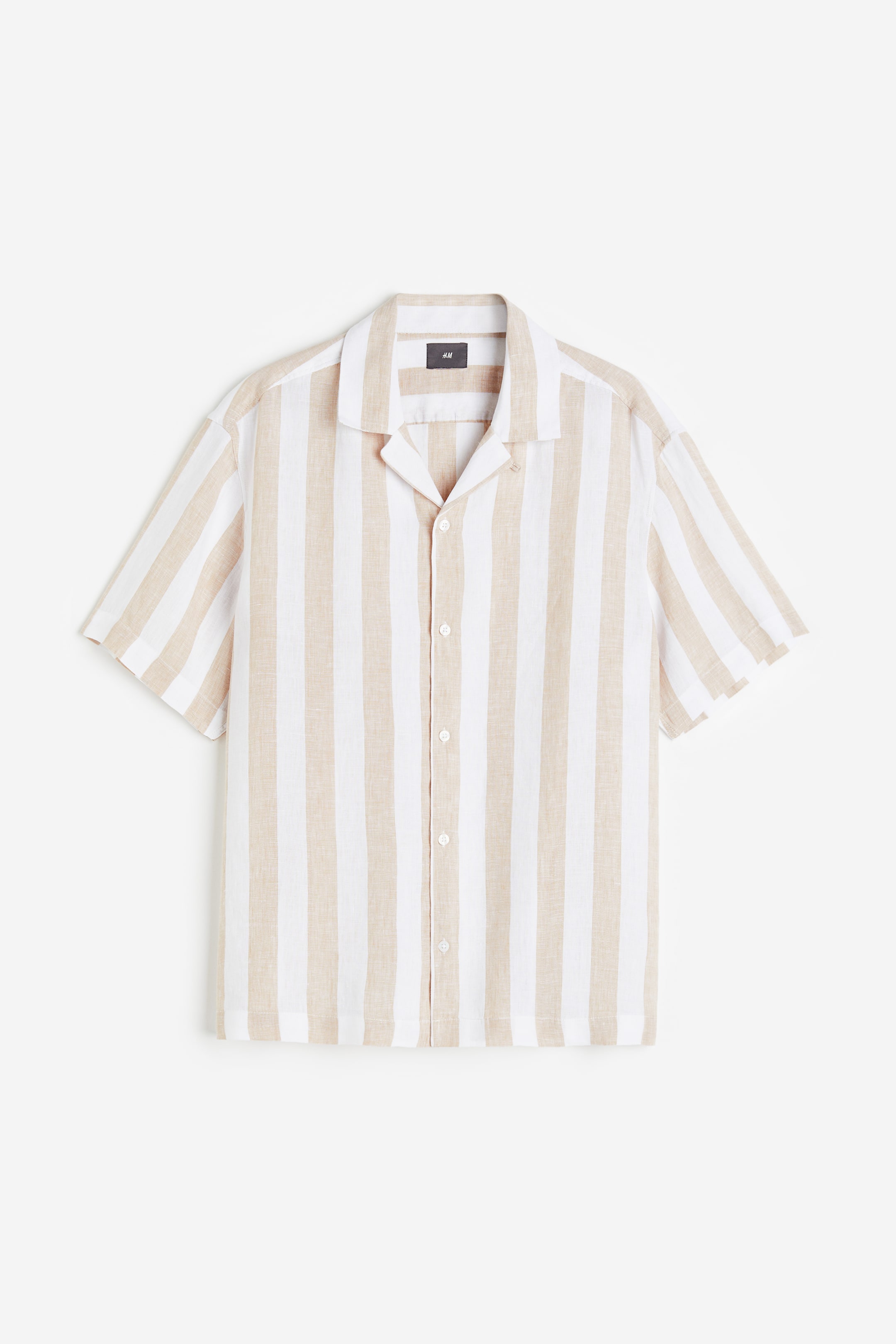 View larger image: Relaxed Fit Linen resort shirt - Light beige/Striped - Men | H&M MY 1