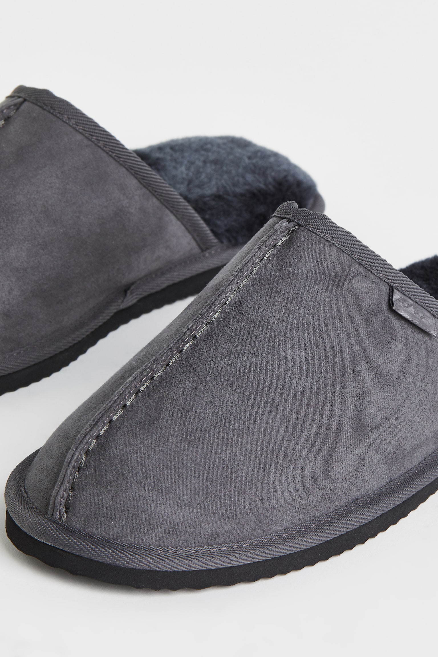 Pile-lined slippers - Dark grey/Greige/Black/Brown - 2