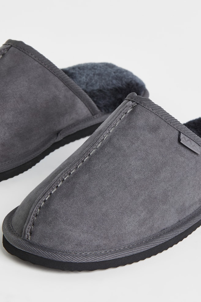Pile-lined slippers - Dark grey/Greige/Brown/Black - 3