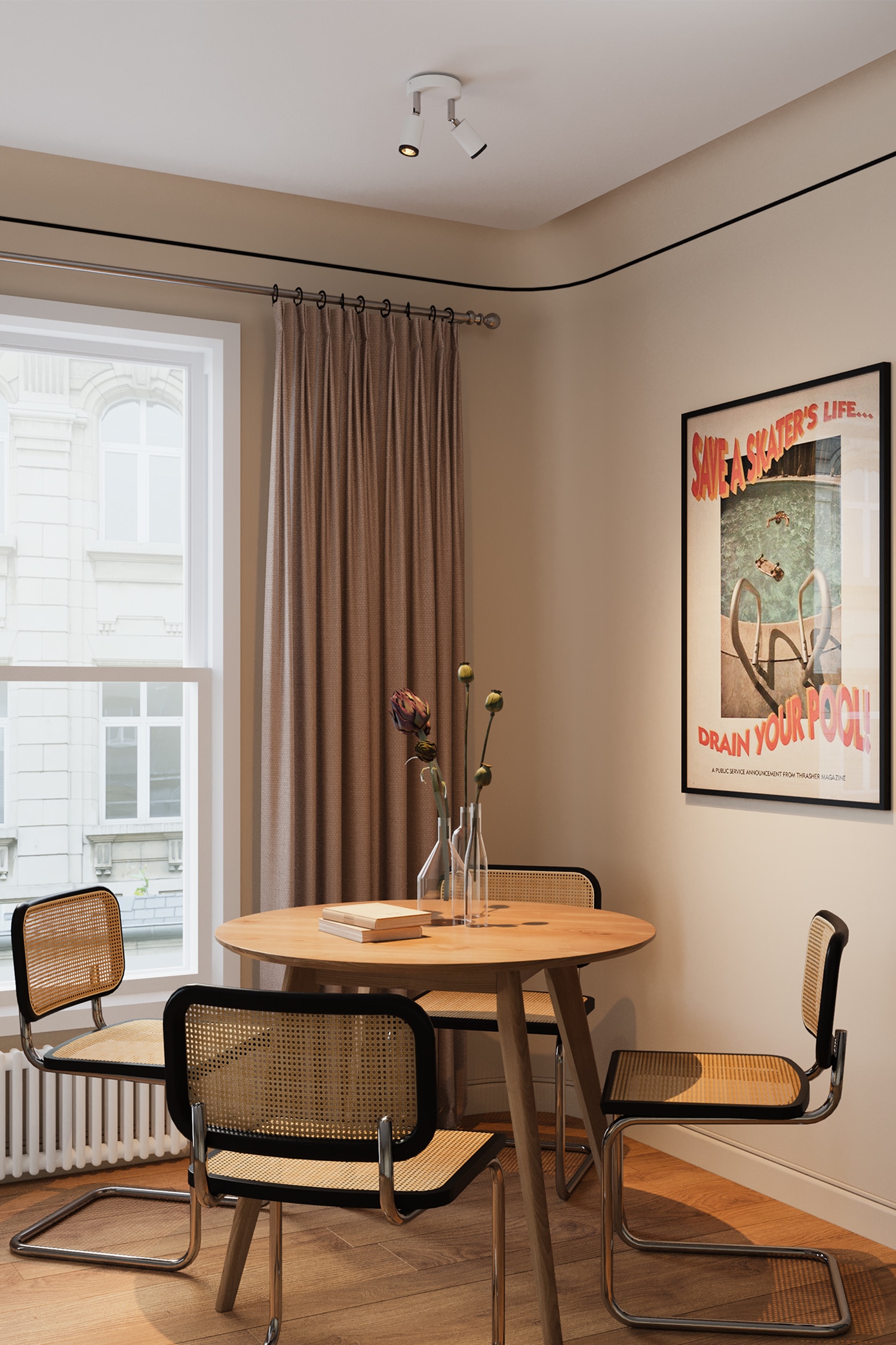 Candeeiro De Parede Com 2 Focos - Branco/Preto