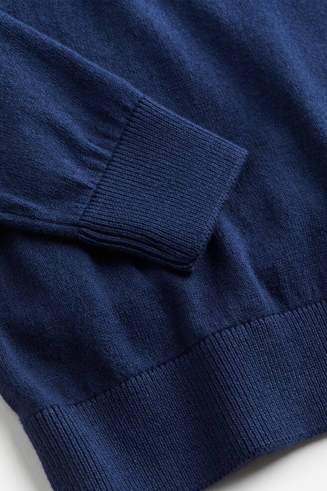 Cotton polo-neck jumper - Dark blue/Light grey marl - 4