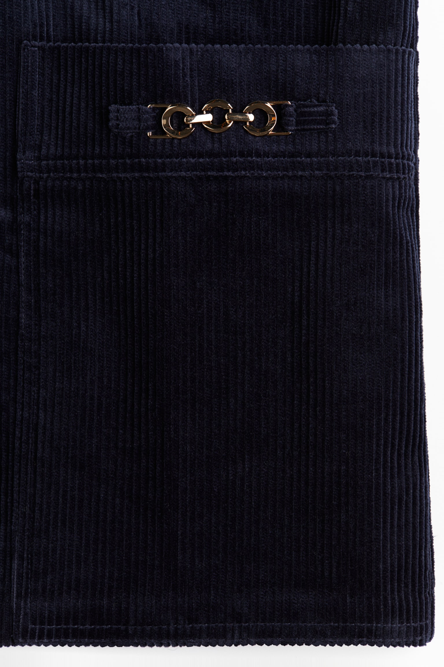 Rochie minimalistă din catifea reiată - Bleumarin - 5