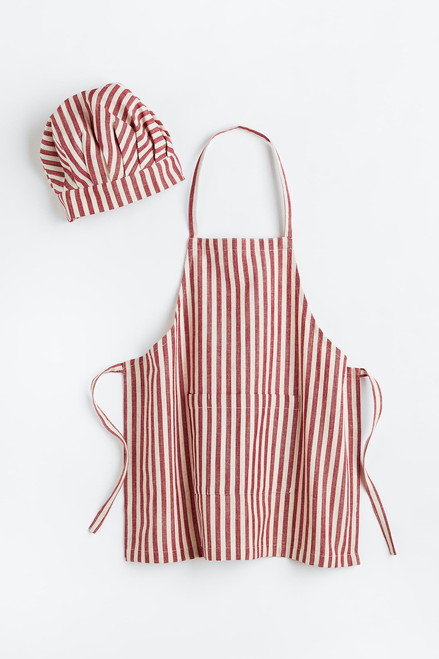 Children’s apron and chef’s hat - Red/White striped - 1