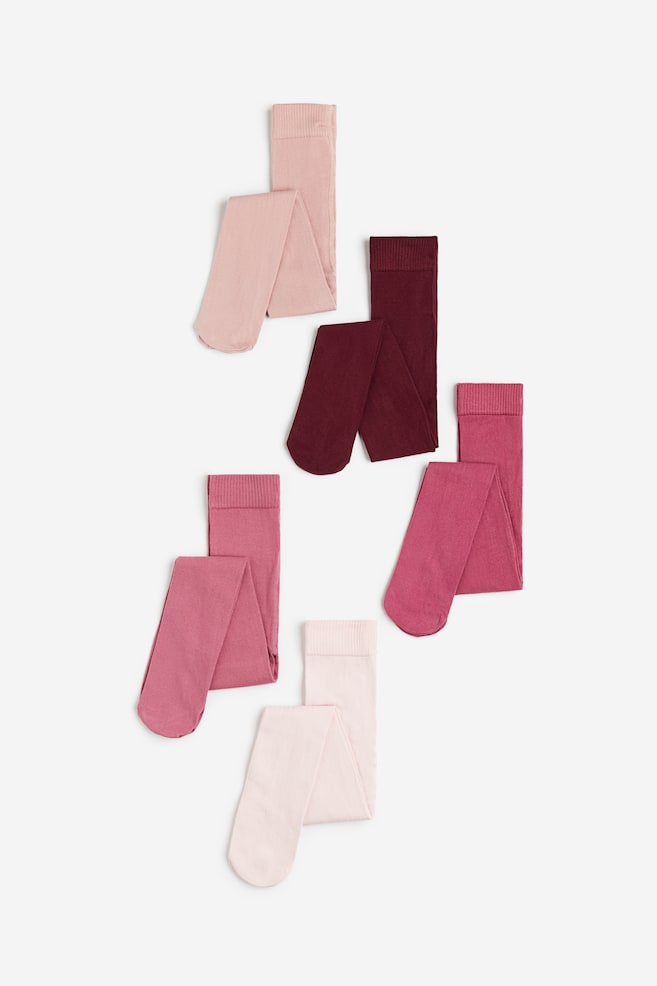 5-pack tights - Pink/Dark red/White/Beige/Grey/Black/Dark red/Dark pink/Purple/Light beige marl/dc - 1