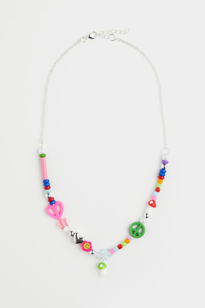 Halskette mit Perlen - Rosa/Mehrfarbig/Lila/Teddybär - 1