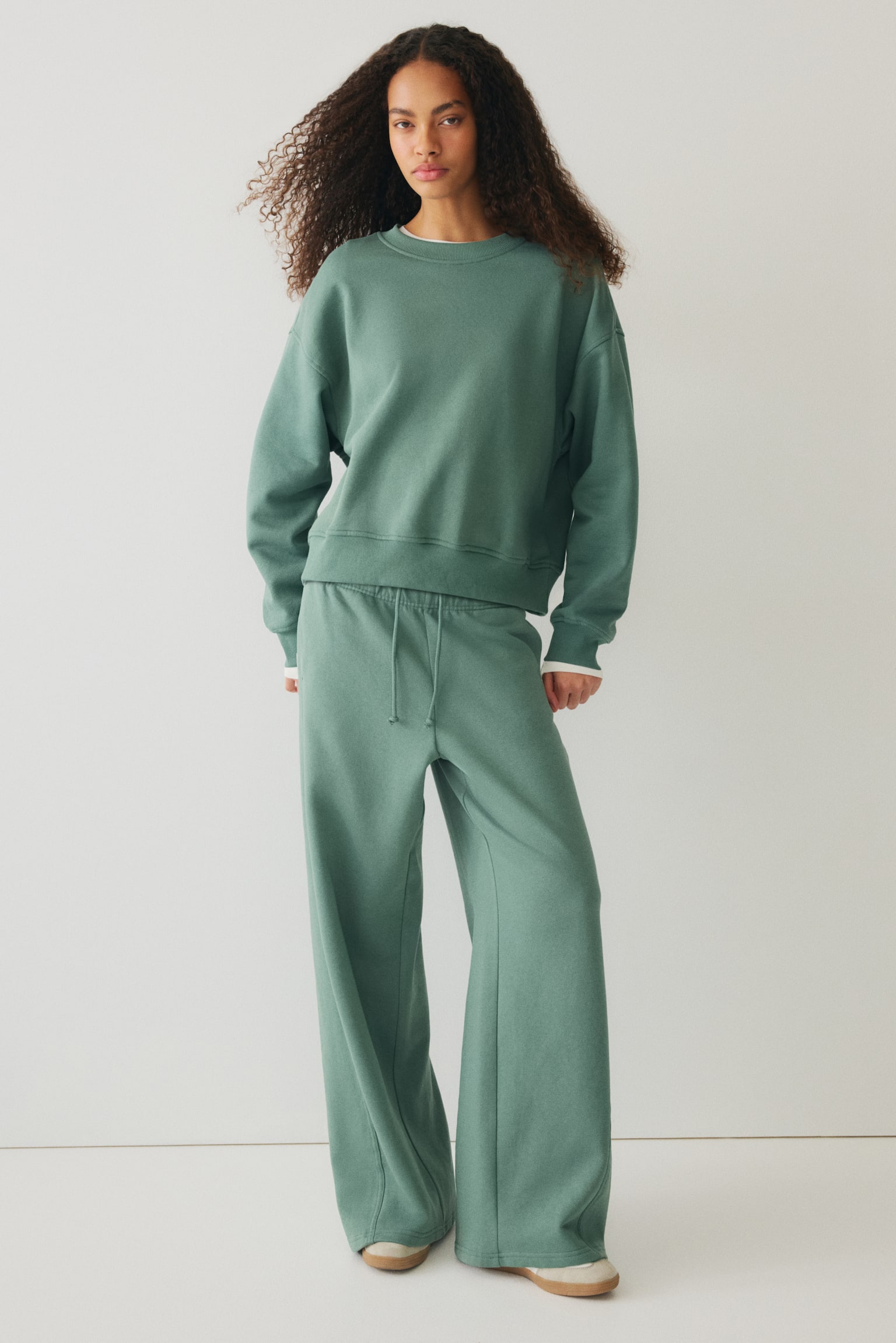 2-piece sweatshirt and joggers set - Dusty green/Light pink/Light grey marl/Navy blue/Light blue - 4