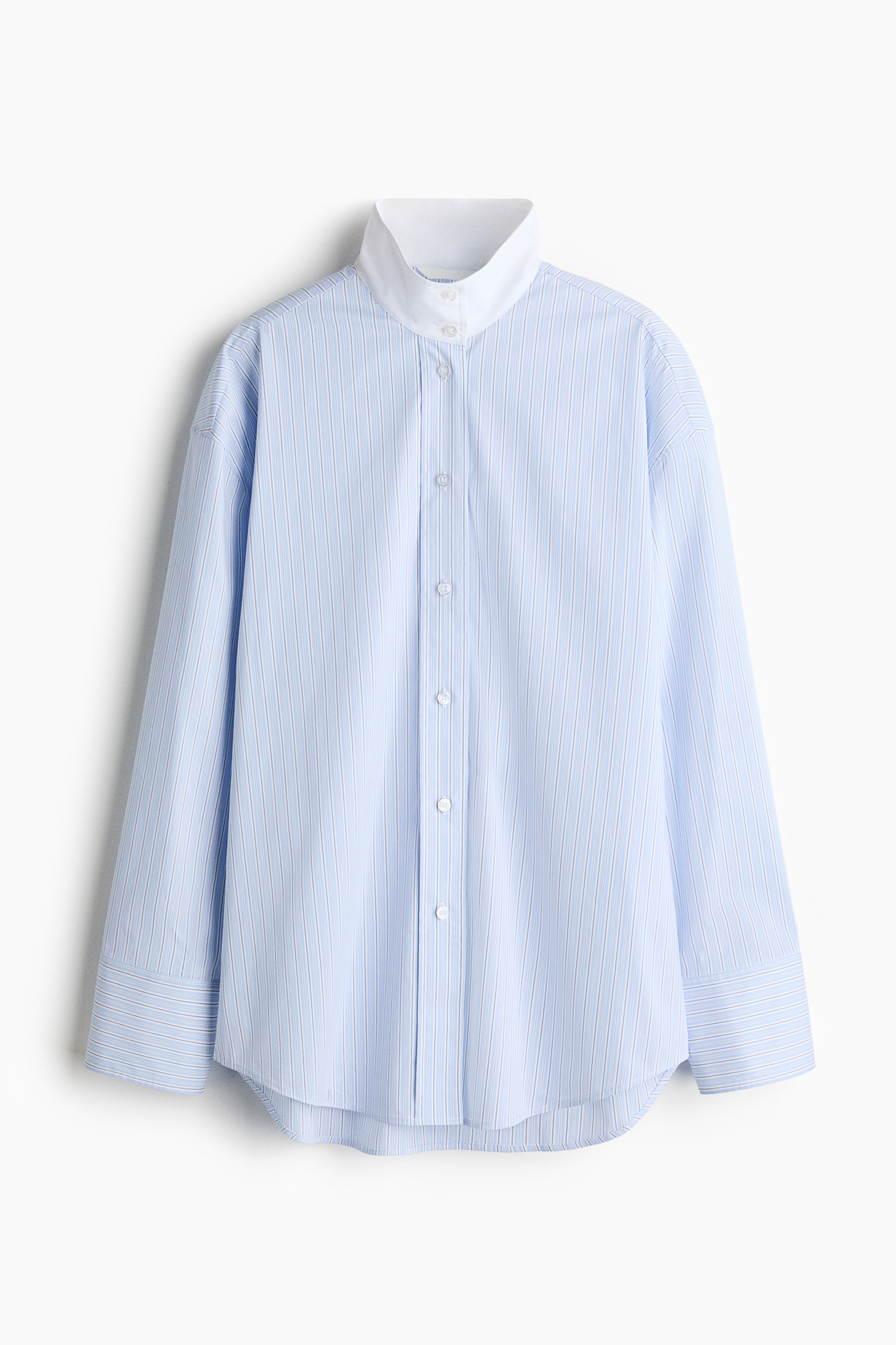 Camicia con collo alto - Azzurro/righe