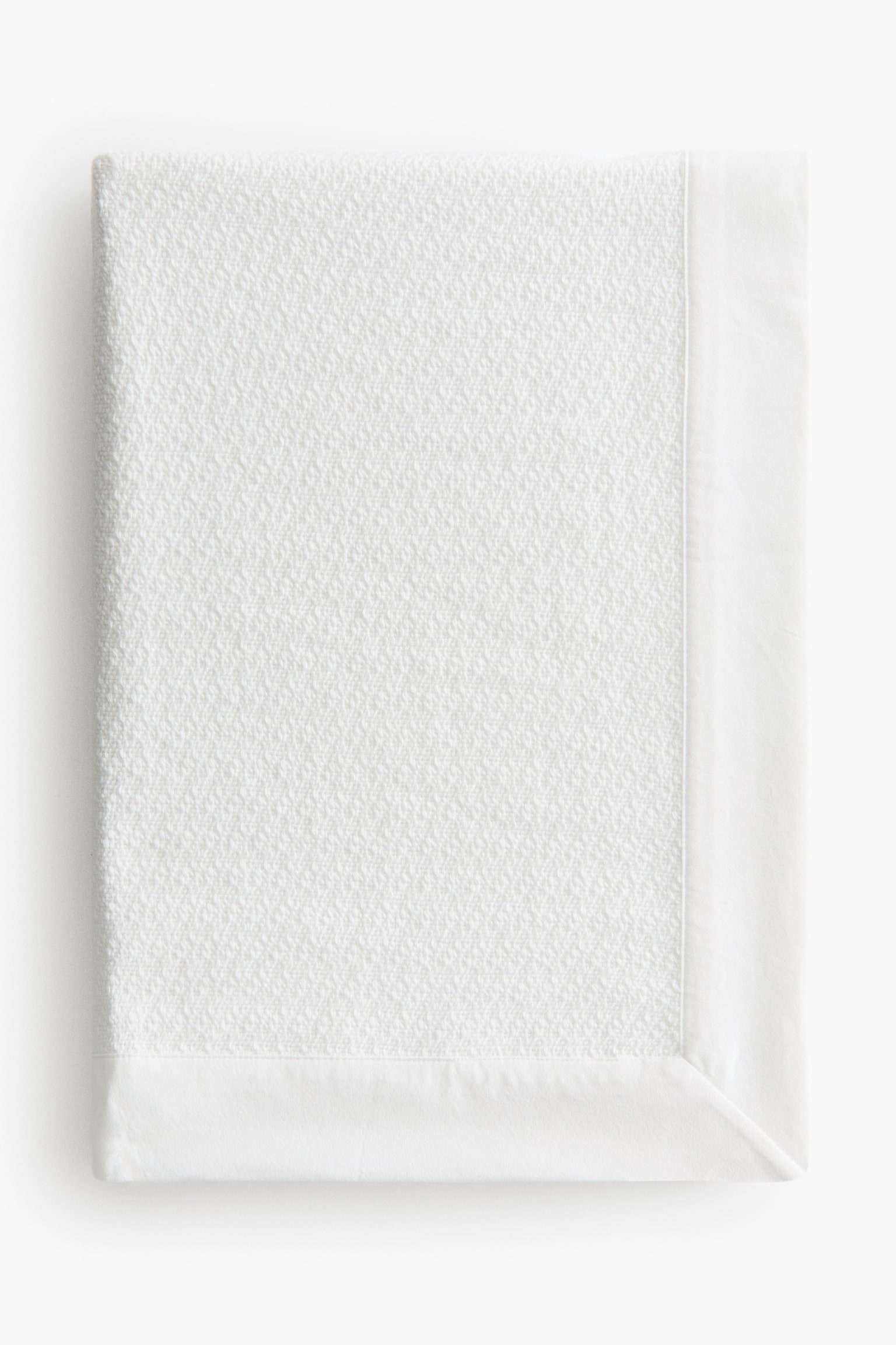 Textured cotton-blend bed throw - White/Light beige - 1