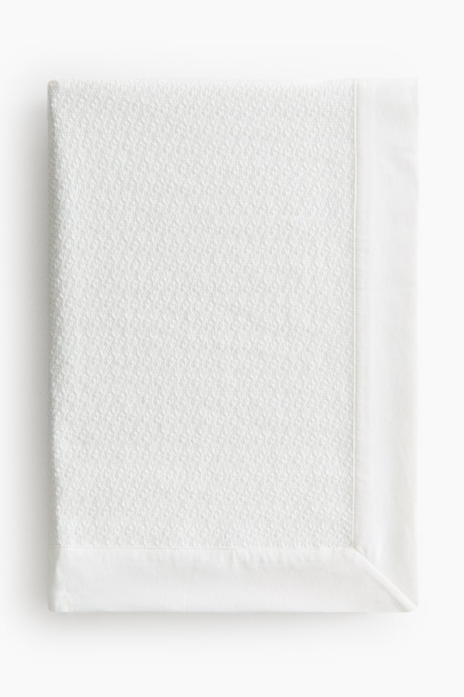 Textured cotton-blend bed throw - White/Light beige - 1