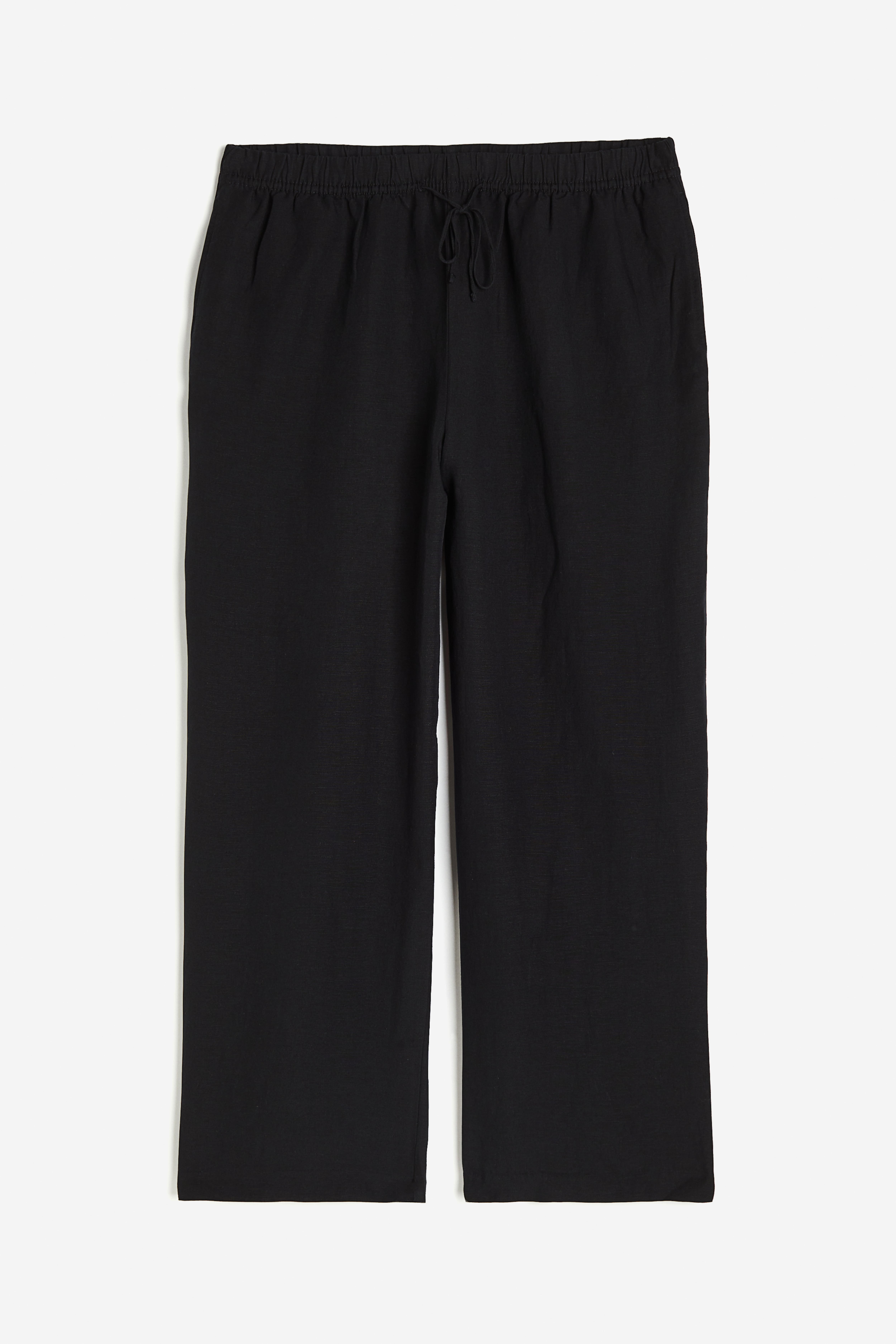 Linen-blend Pull-on Pants - White/black patterned - Ladies | H&M US