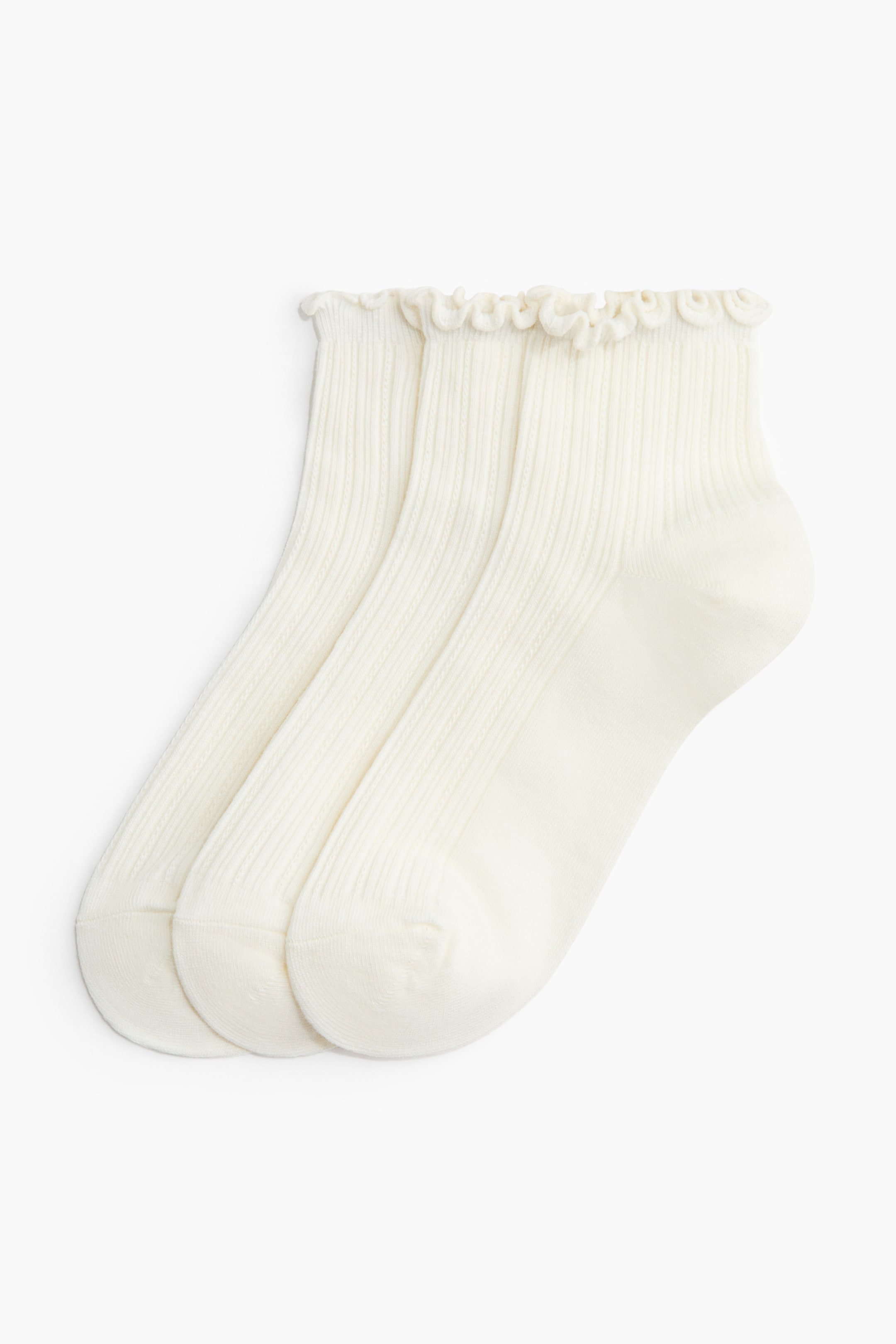 View larger image: 3-pack rib-knit ankle socks - White - Ladies | H&M 1