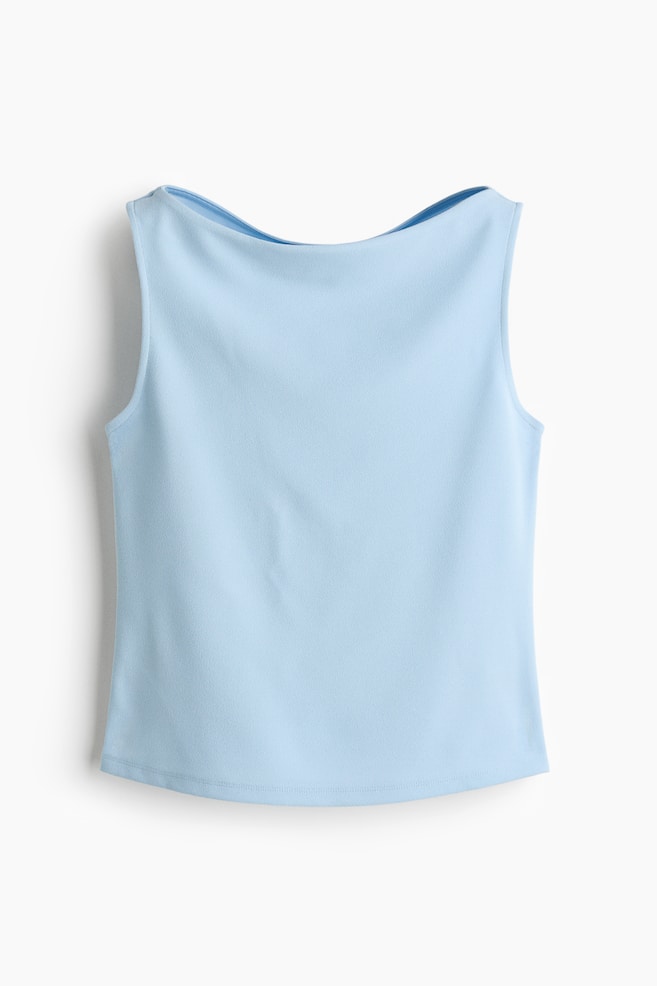 Boat-neck top - Lichtblauw/Roomwit/Zwart - 1