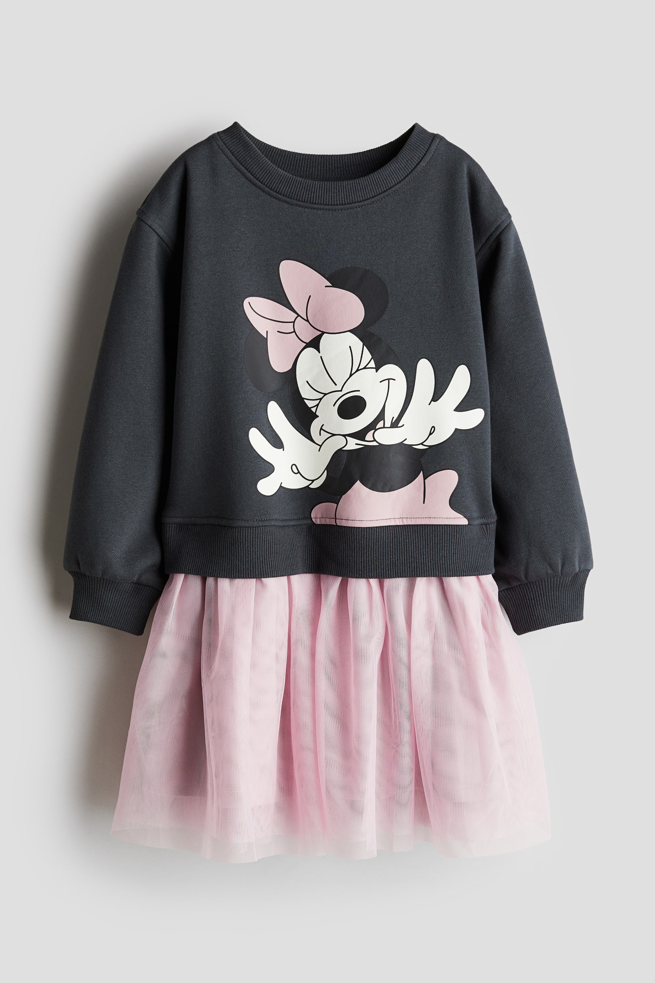 Printed Sweatshirt Dress with Tulle Skirt