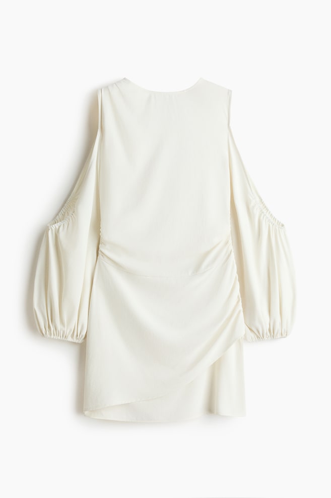 Robe épaules dénudées avec manches ballon - Blanc - 1