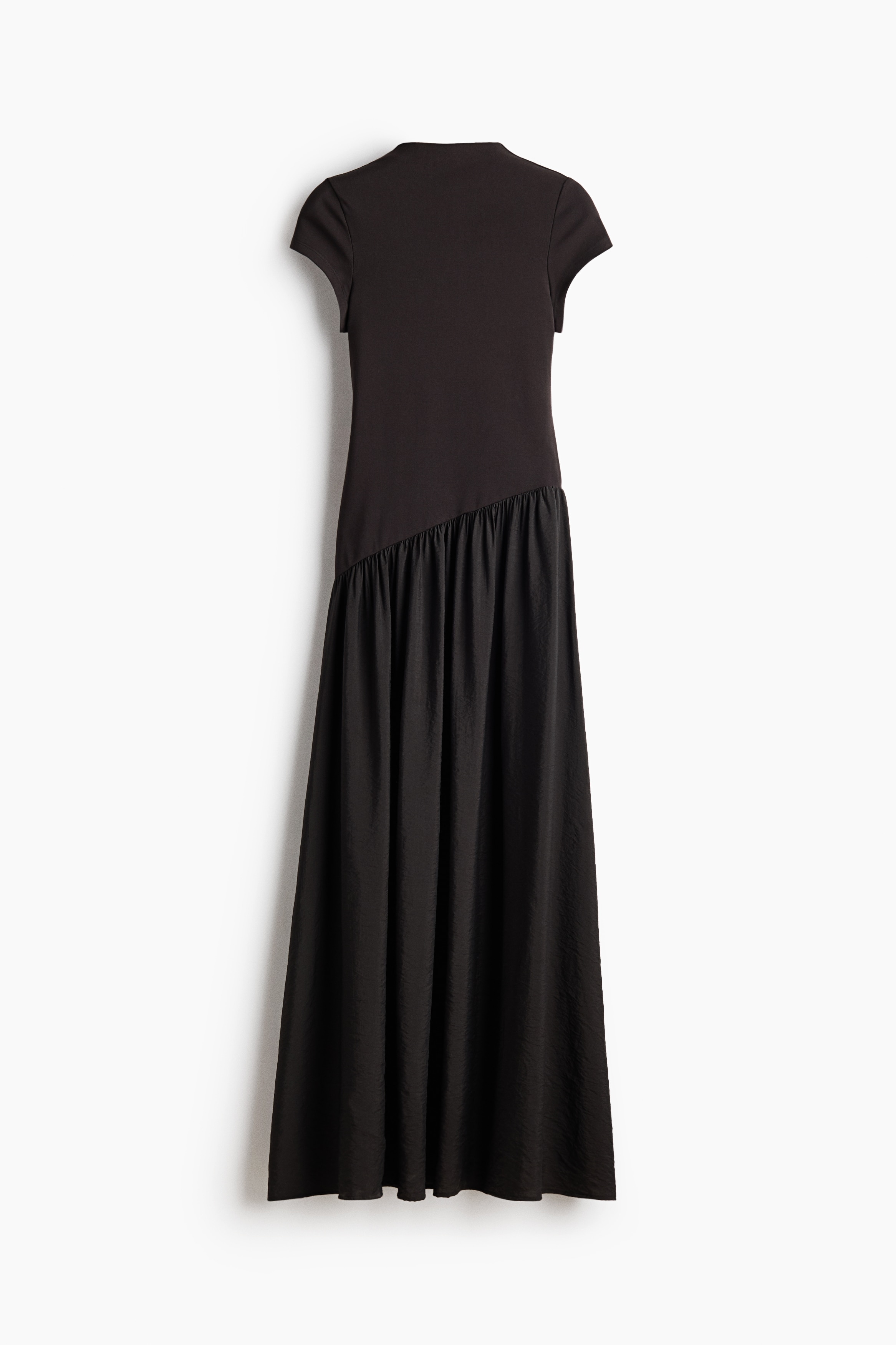 Asymmetric dual-fabric dress - Black/Plum purple/Dark beige