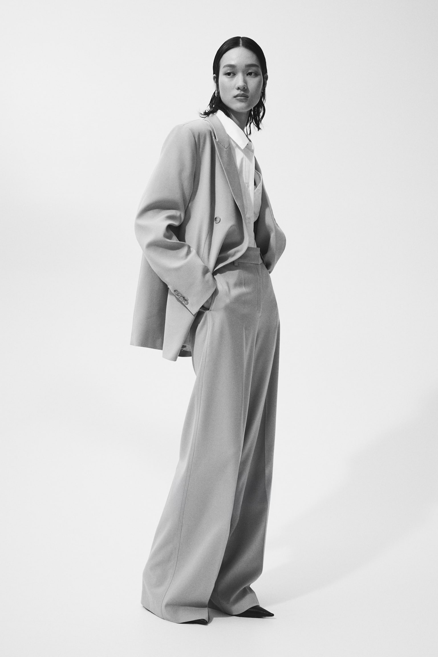 בלייזר עם כפתרה כפולה - ורוד בהיר/בז' בהיר - 4