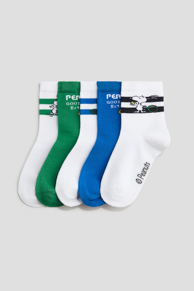 Lot de 5 paires de chaussettes à motif - Vert/Snoopy/Vert/Minecraft/Rouge/Cars/Turquoise foncé/Mickey/Bleu foncé/Sonic le Hérisson/Marron/Jurassic World/Blanc/Marvel Comics/Bleu clair/Snoopy/Bleu marine/Mickey/Vert kaki/Jurassic World/Vert menthe/Toy Story/Jaune/Pokémon/Bleu/Spider-Man/Bleu clair/Bluey/Bleu/Sonic le Hérisson/Bleu/Cars - 1