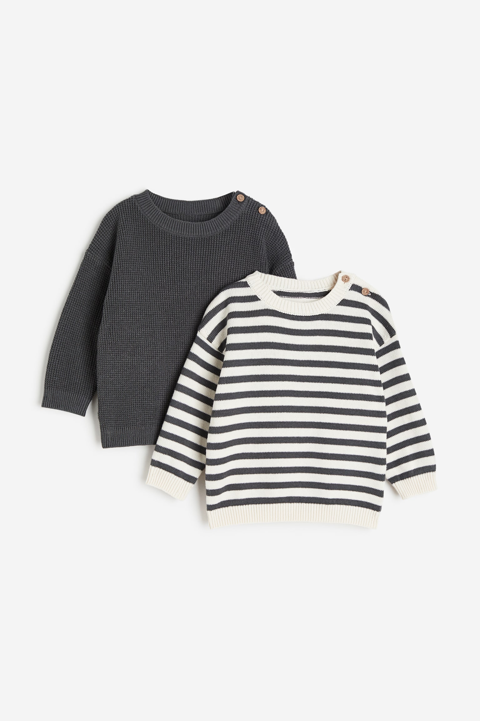 2-pack Cotton Sweaters - Dark grey/Stripe - 1