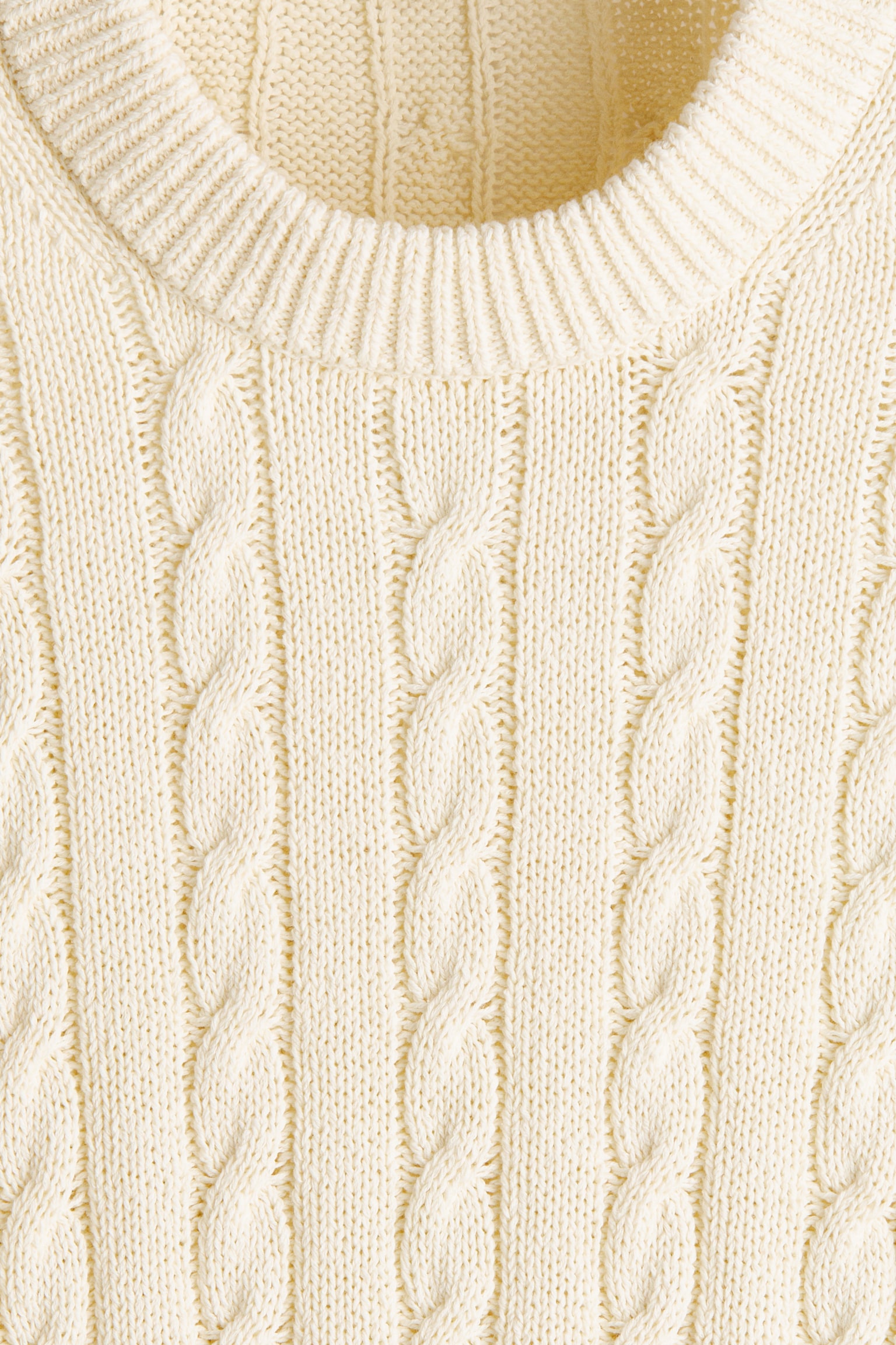 Regular Fit Cable-knit jumper - קרם/ירוק כהה - 6