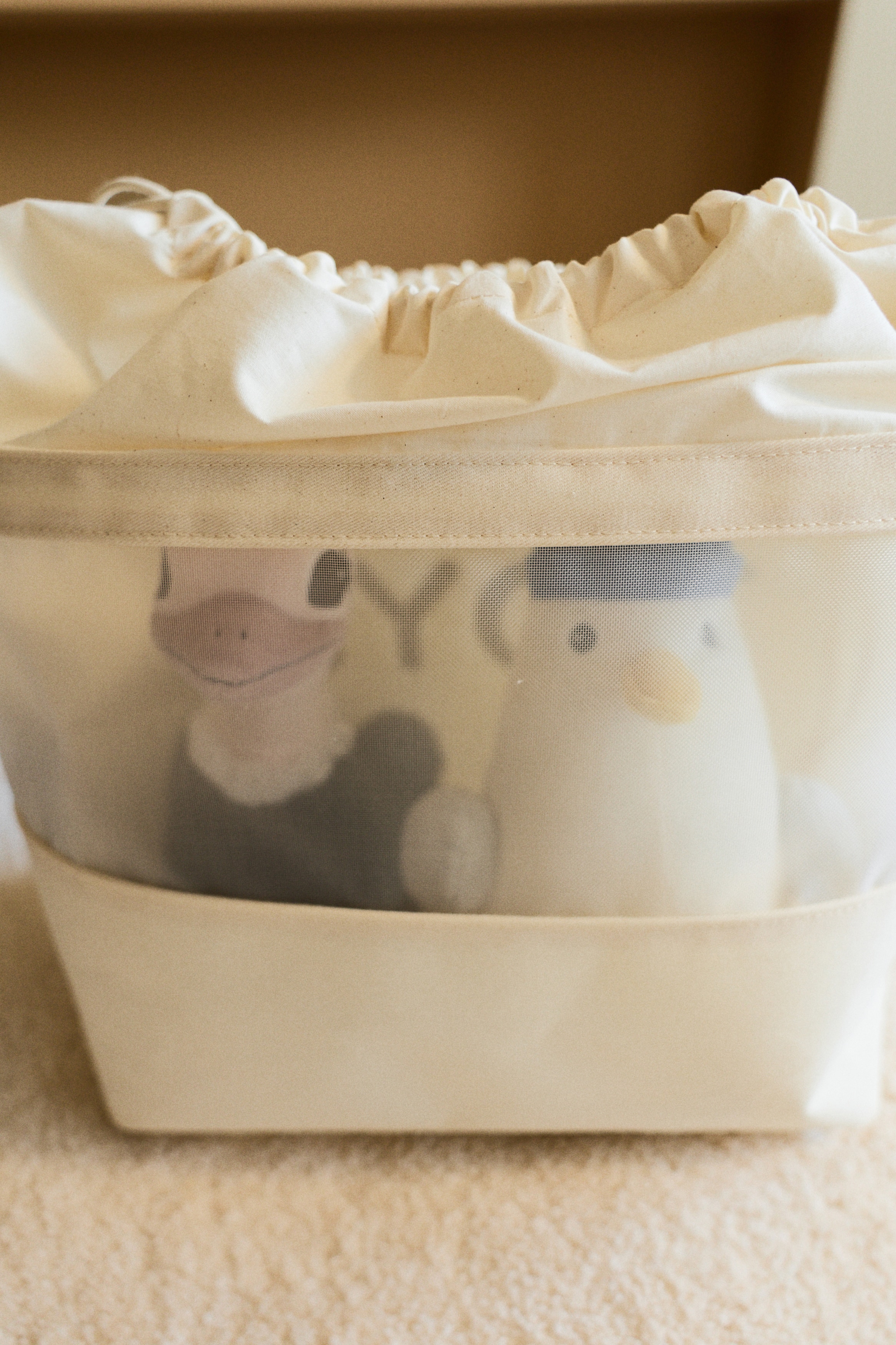 Panier de rangement en toile-Blanc