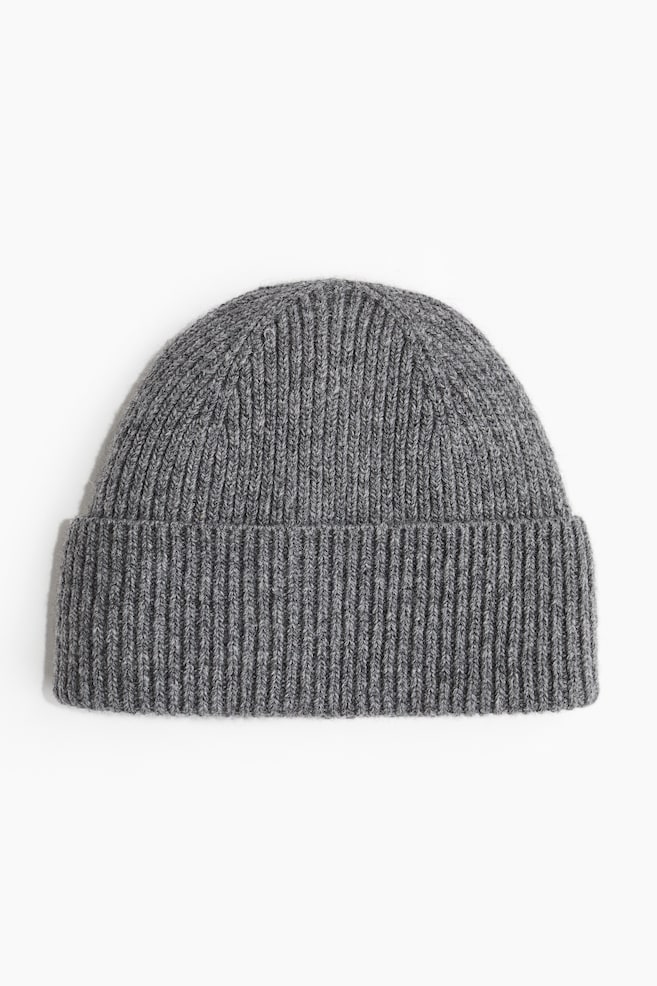 Rib-knit wool-blend hat - Dark grey marl/Black - 1