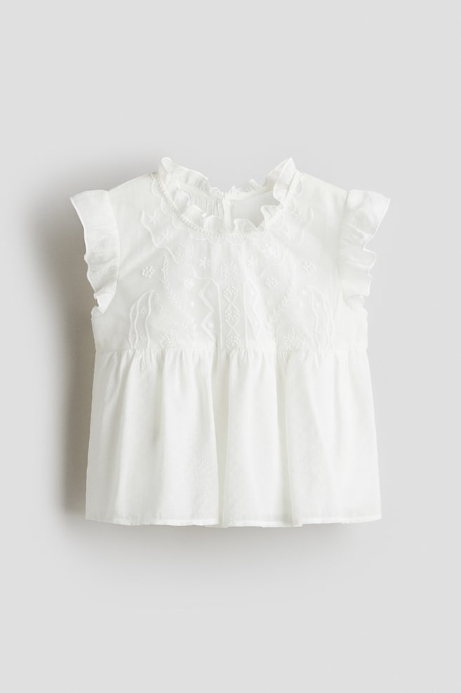 Lace-inset blouse - White/Black - 1