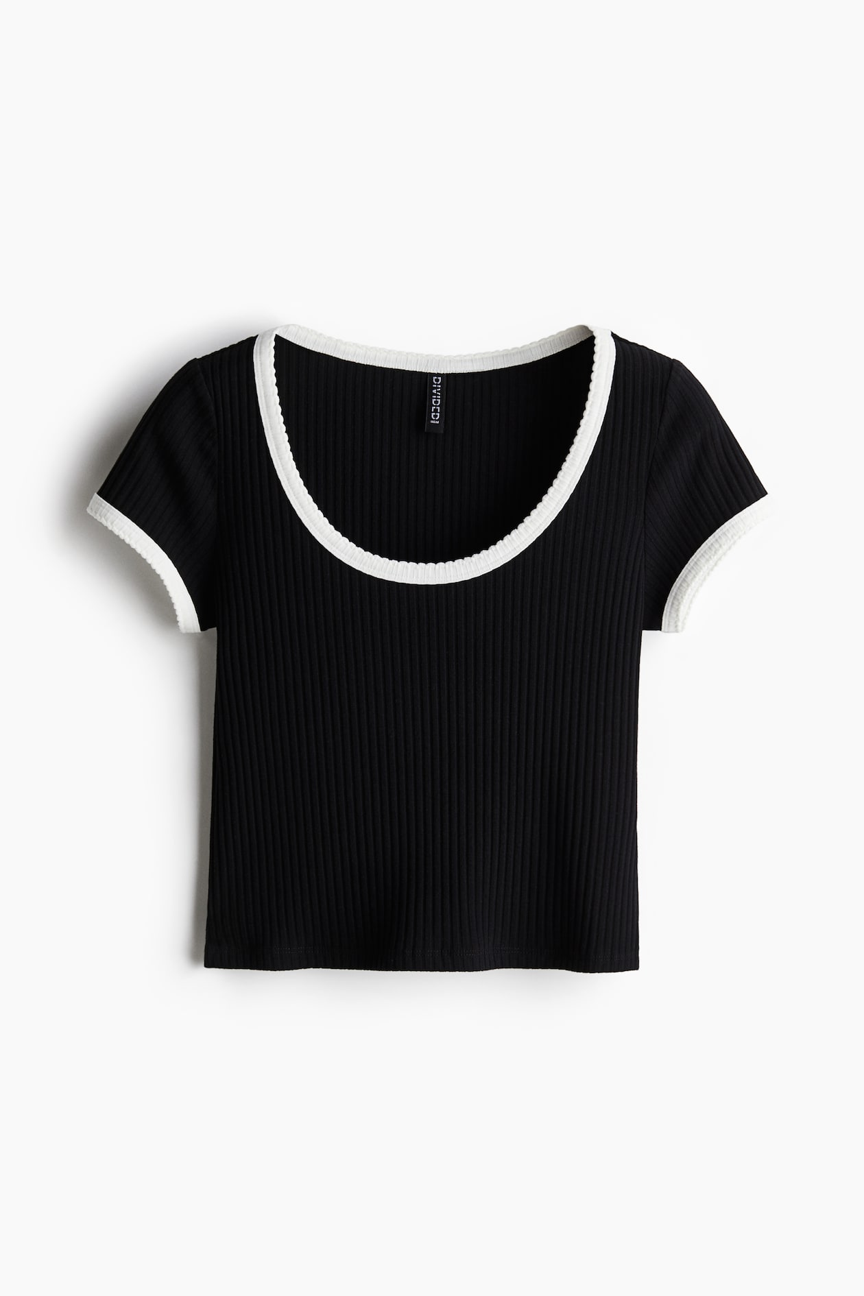 Picot-Trimmed Ribbed T-Shirt