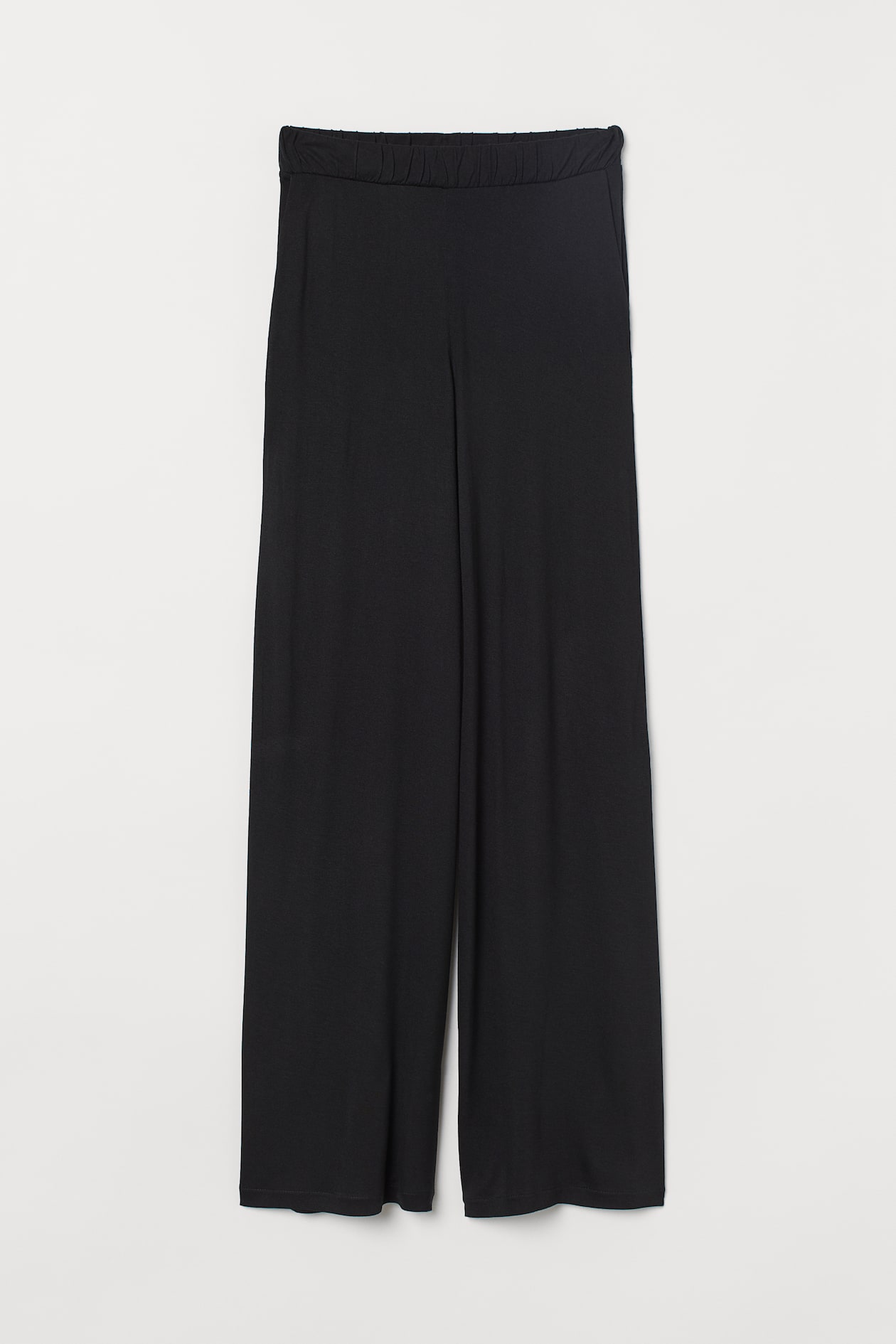 Wide-cut Jersey Pants - Regular waist - Ankle-length - Black - Ladies ...