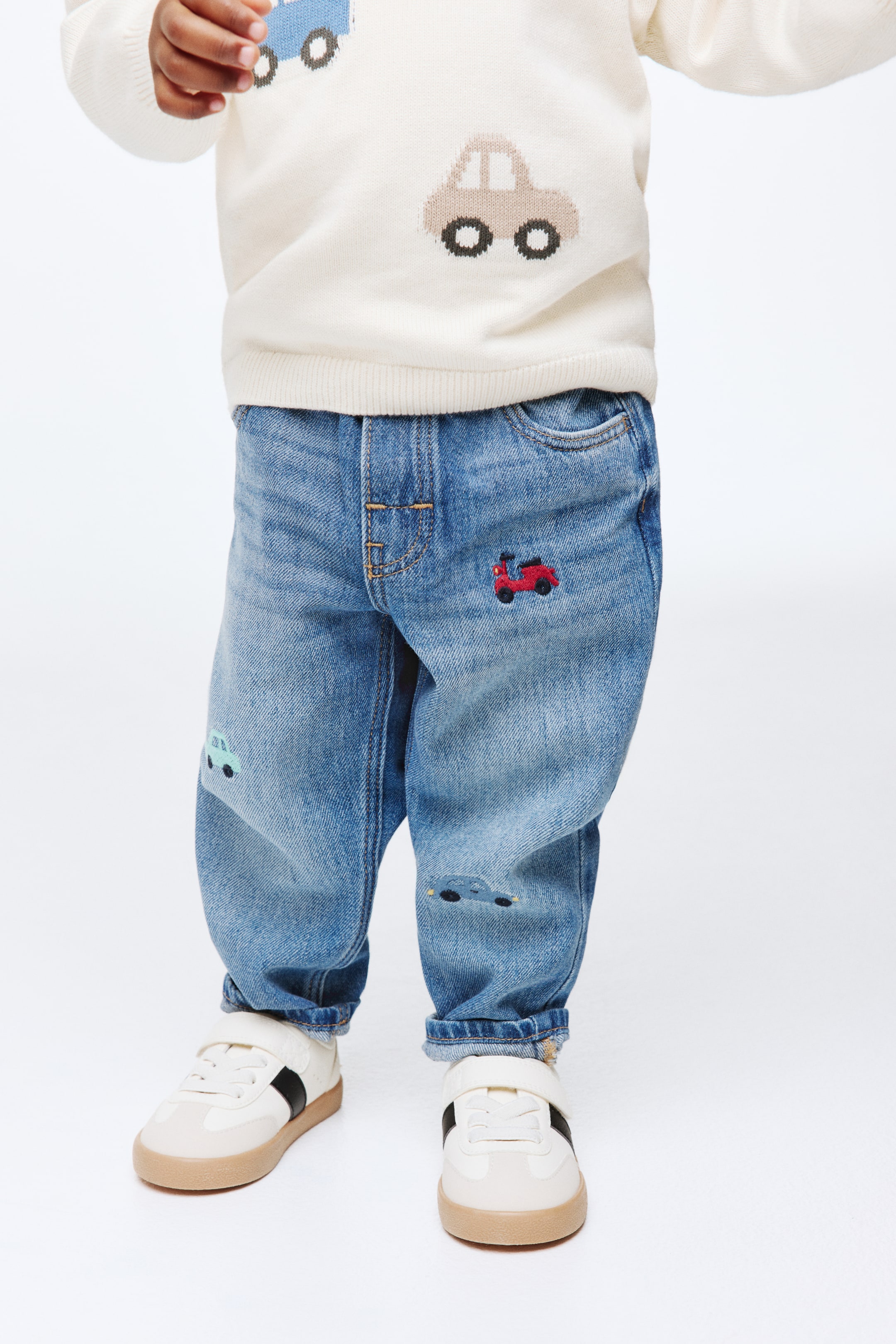 View larger image: Embroidery-Motif Jeans - Denim blue/Cars - Kids | H&M US 3