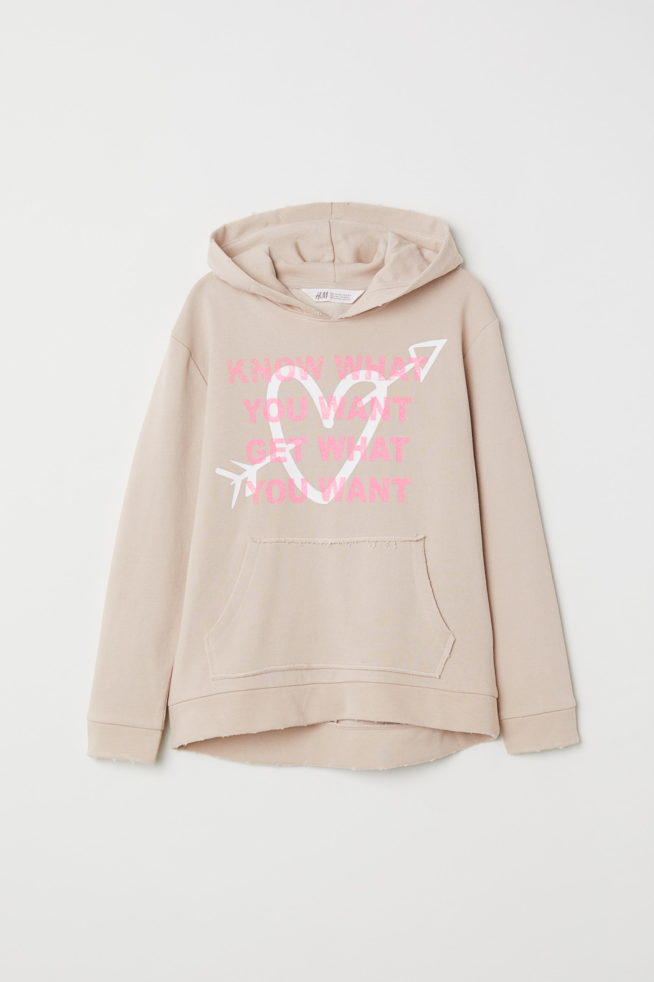 View larger image: Printed hooded top - Beige/Heart - Kids | H&M GB 1