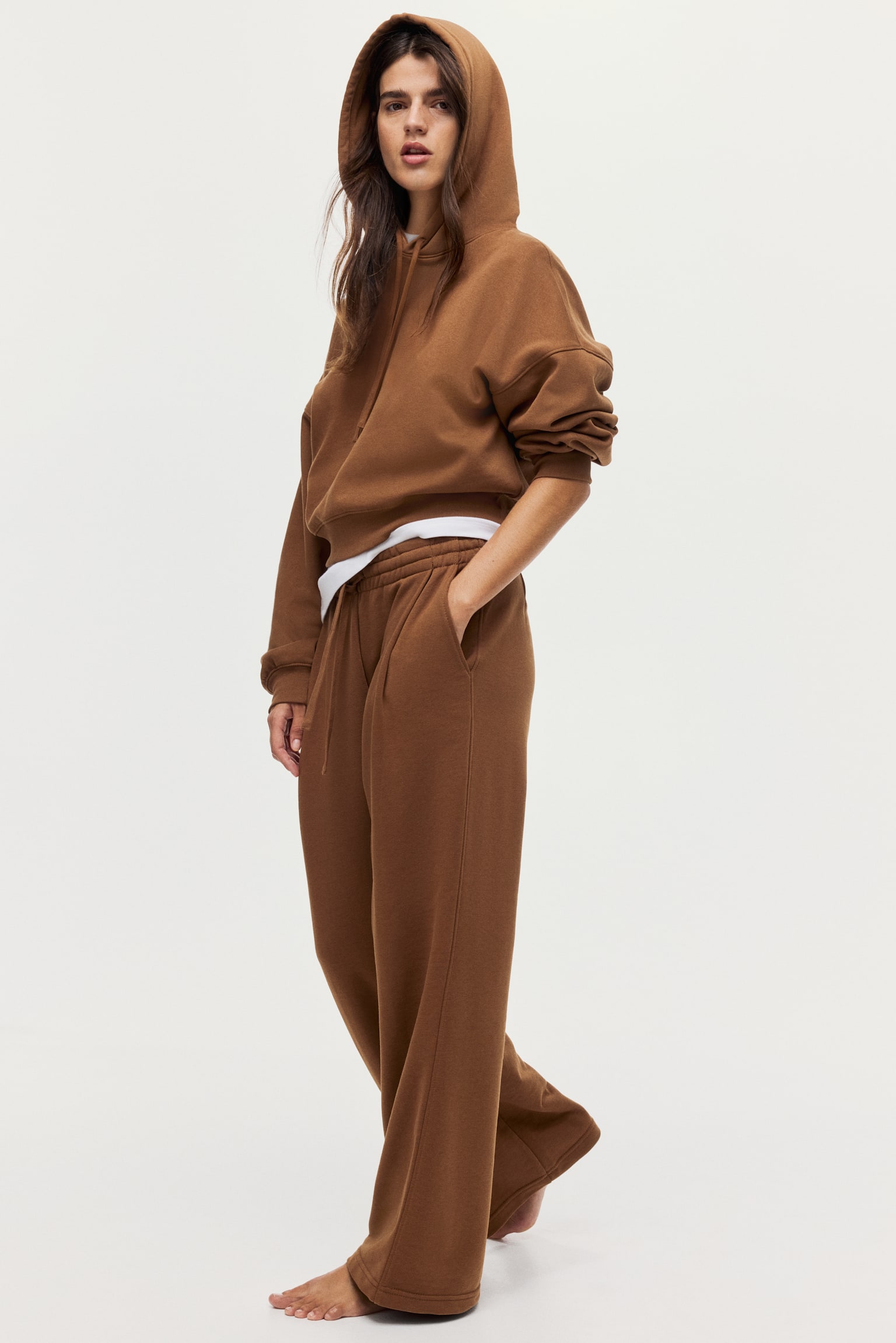 Pleat-front sweatpants - Brown/Black - 1