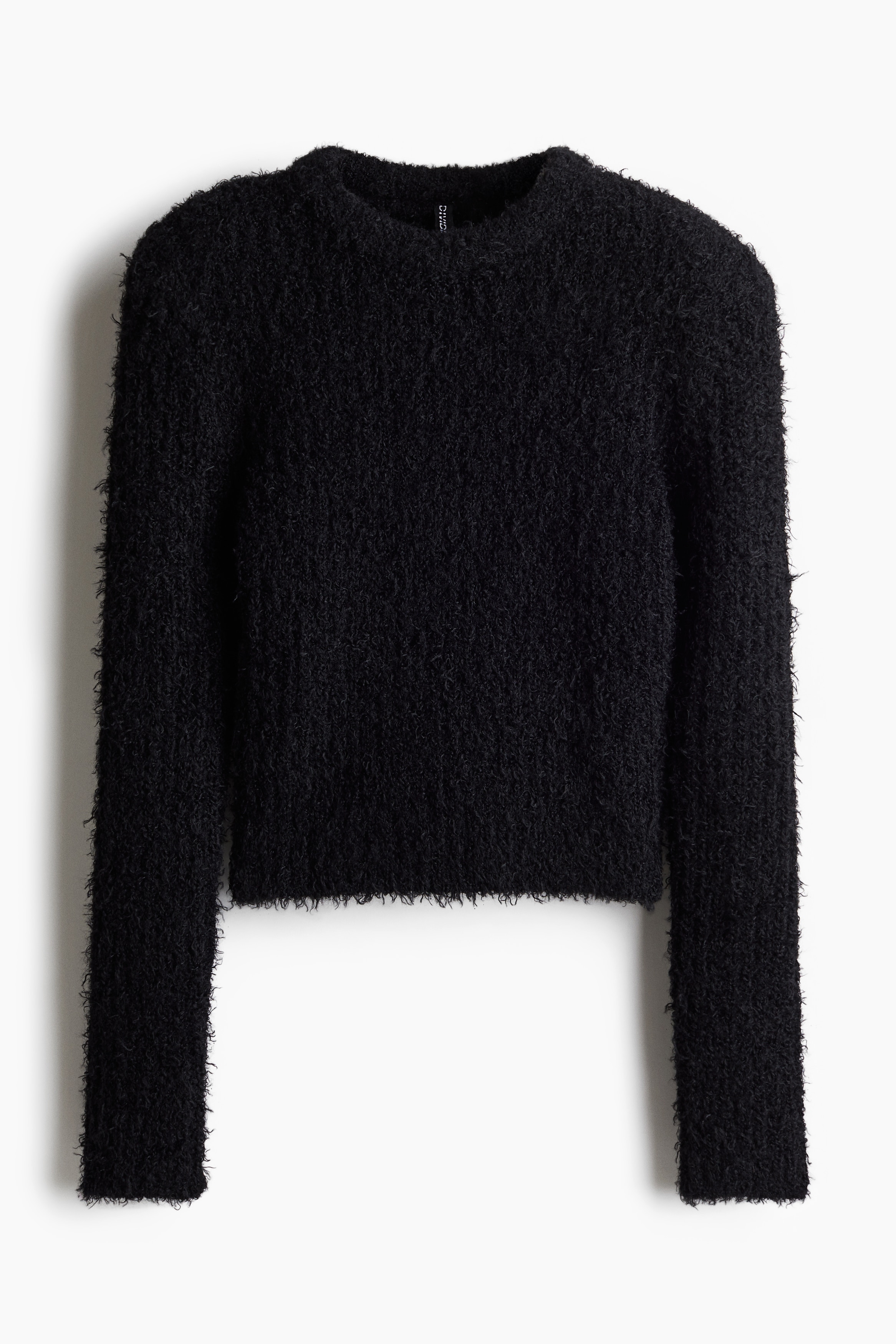 Femme - Pull en maille duveteuse avec épaulettes Noir - Size: S  - H&M