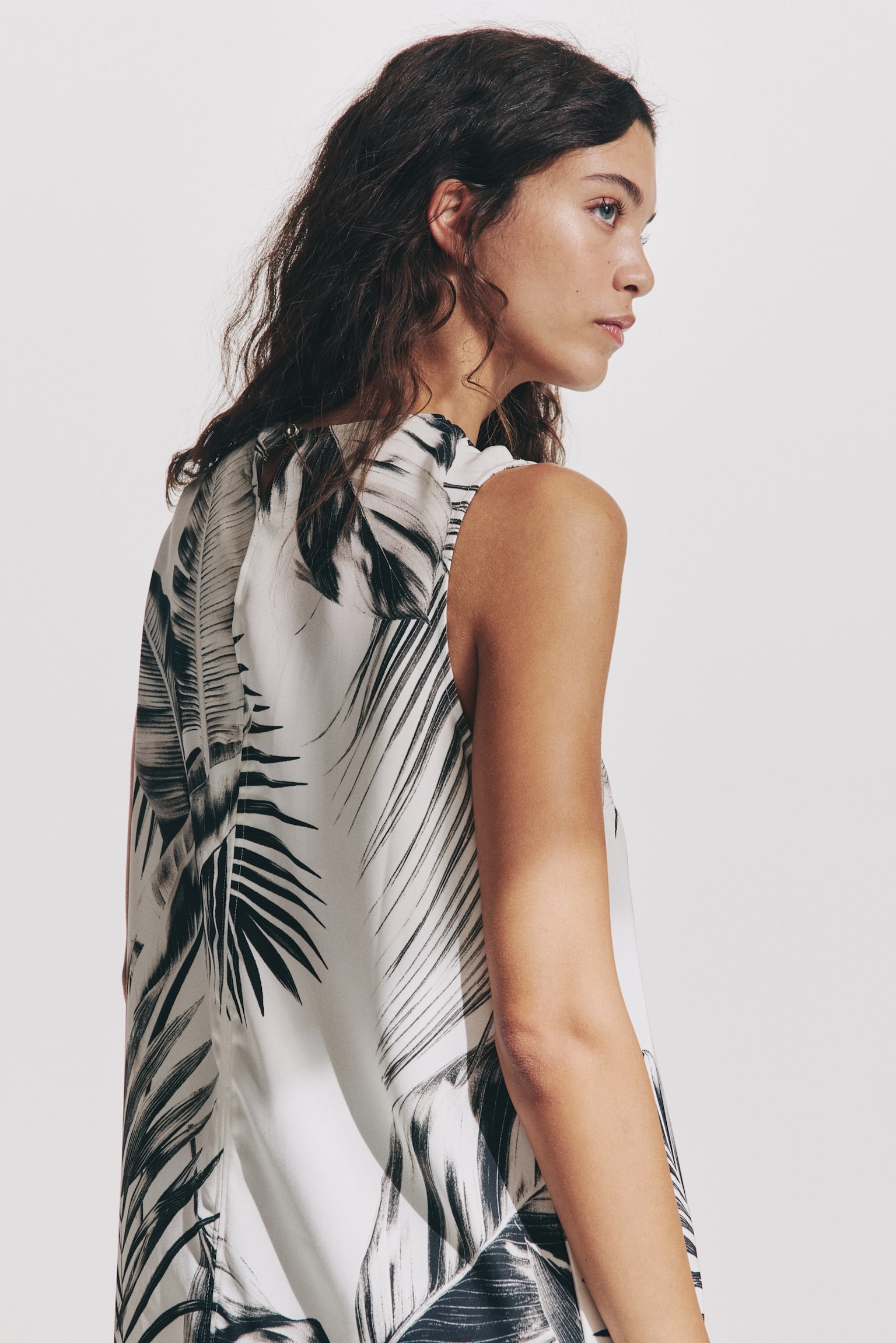 直筒洋裝 - 奶油色/印花/金黃橄欖色/奶油色 - 3