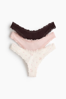 3-pack trosa brazilian med spetskanter