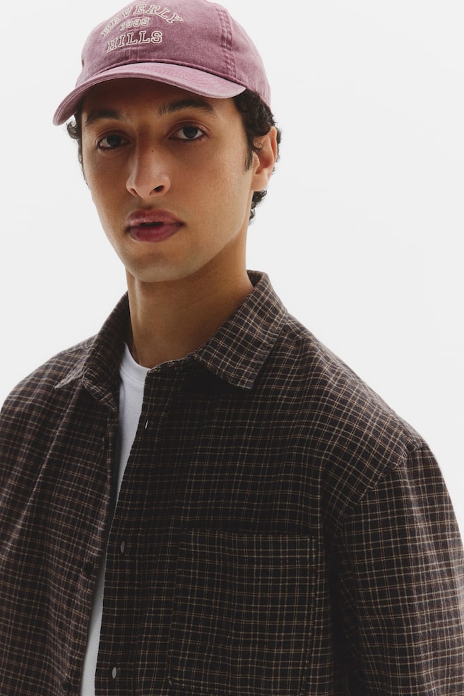 Relaxed-Fit Cotton Flannel Shirt - Dark brown/checked/Light green/checked/Light blue/checked/Beige/checked - 3