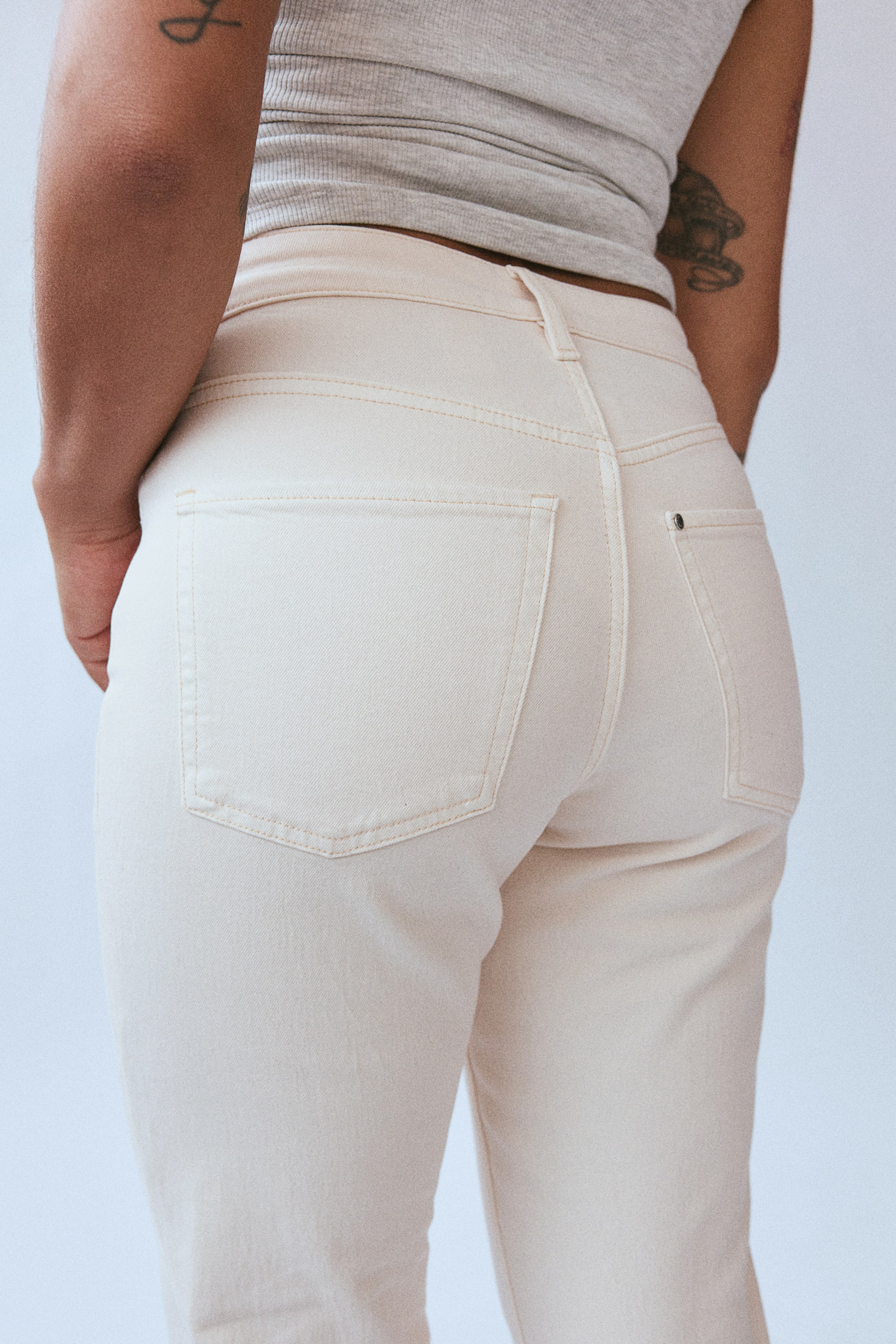 Slim Straight High Jeans - Cream - Ladies | H&M GB 5