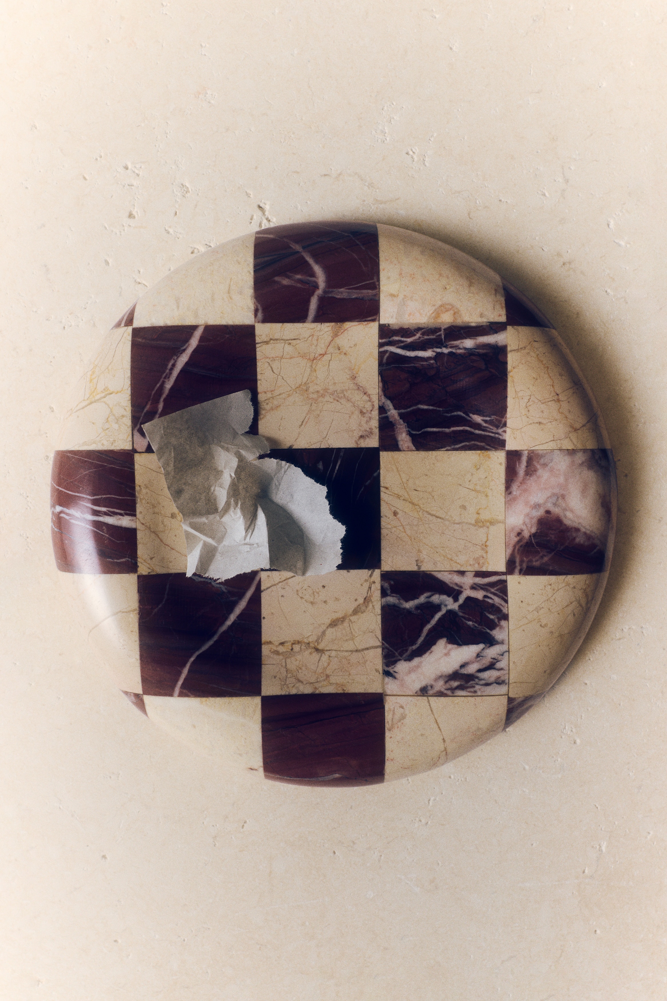 Groot marmeren dienblad - Roestbruin/geruit/Beige/zwart geruit