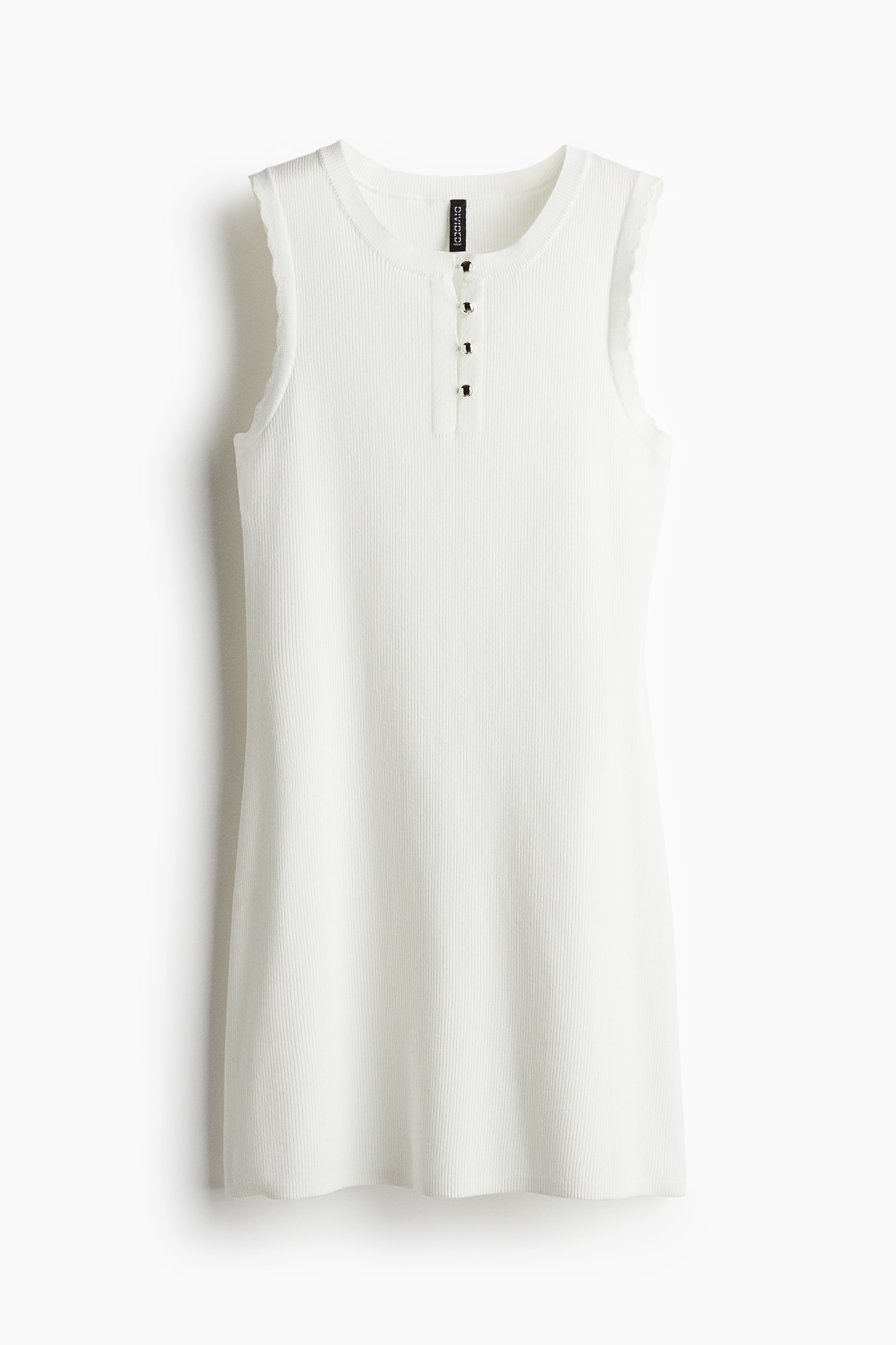 Ζέρσεϊ φόρεμα με πλέξη ριμπ - Λευκό