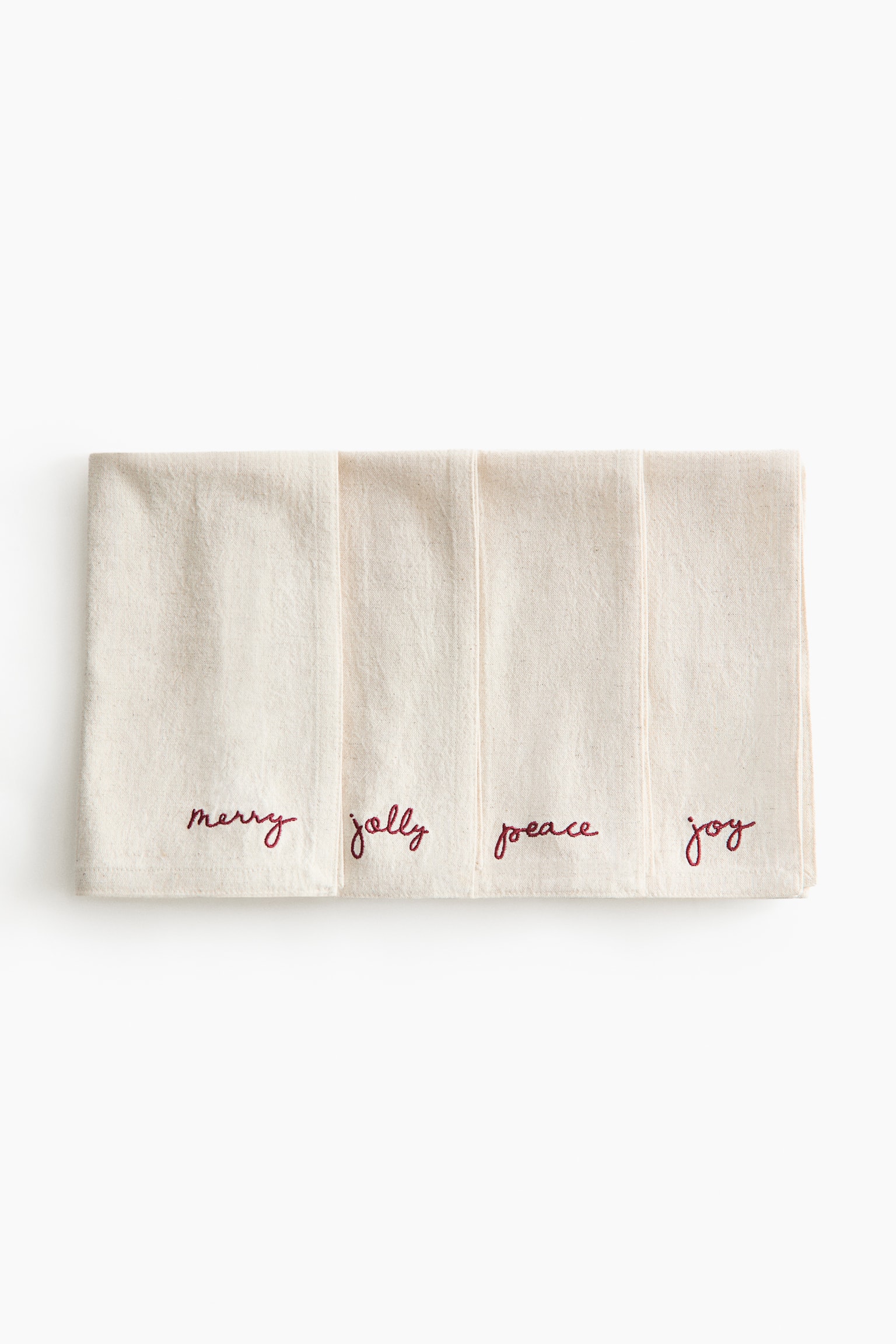 4-pack embroidery-detail napkins - Light beige/Merry - 1