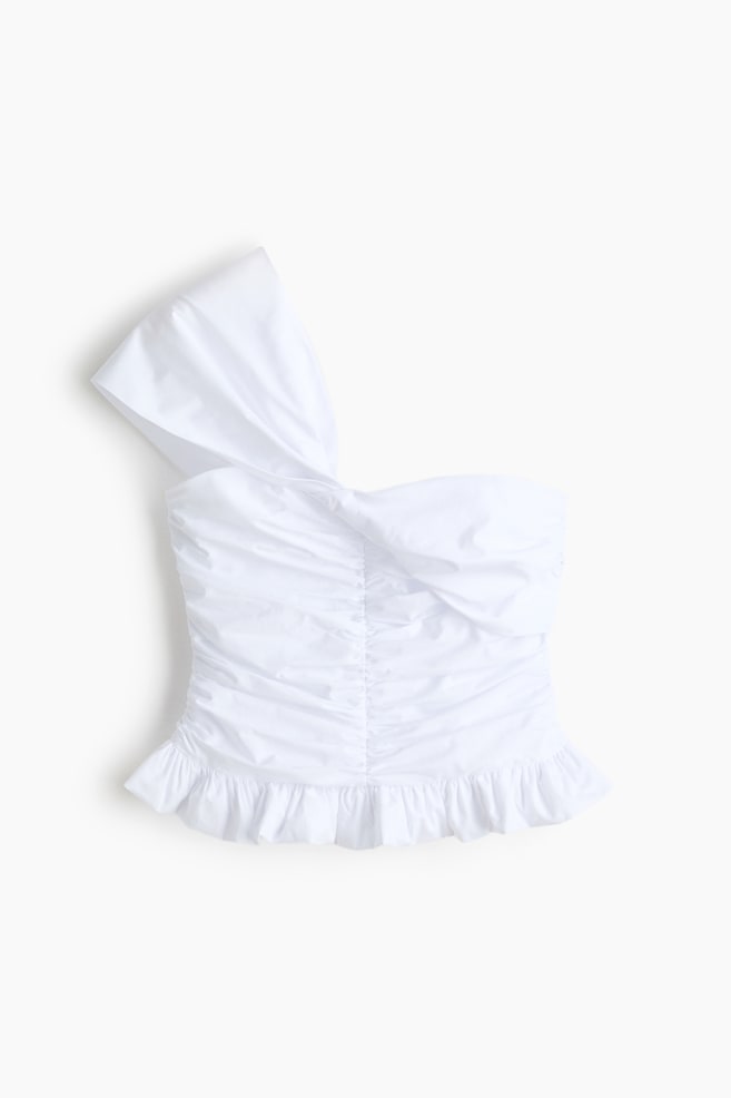 Top asymétrique avec détail torsadé - Blanc/Rose foncé/fleuri - 1