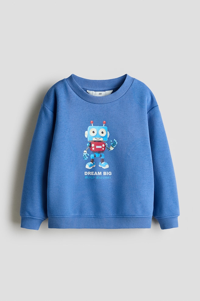 Sweatshirt mit Print - Blau/Roboter/Beige/Tiger/Schwarz/London/Helltürkis/Little Brother/Hellbeige/Dinosaurier/Beige/Kipplaster/Marineblau/Dinosaurier - 1