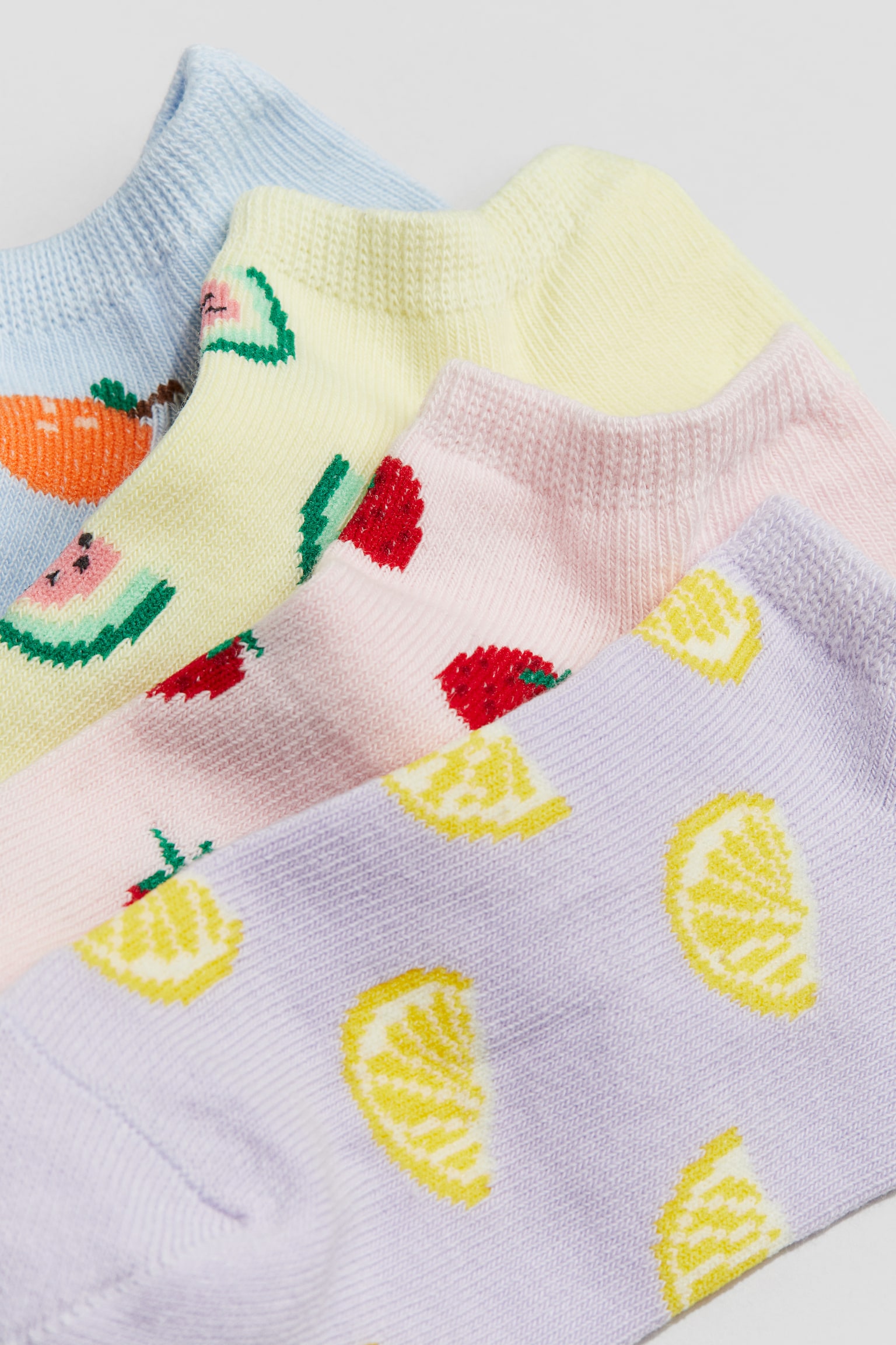 Детские носки-следки H&M, набор 7 пар, цвет: Розовый / Strawberries — фото 3
