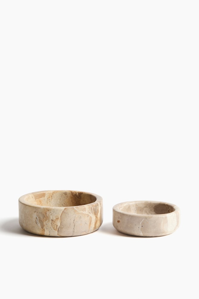 2-pack marble bowls - Beige - 1