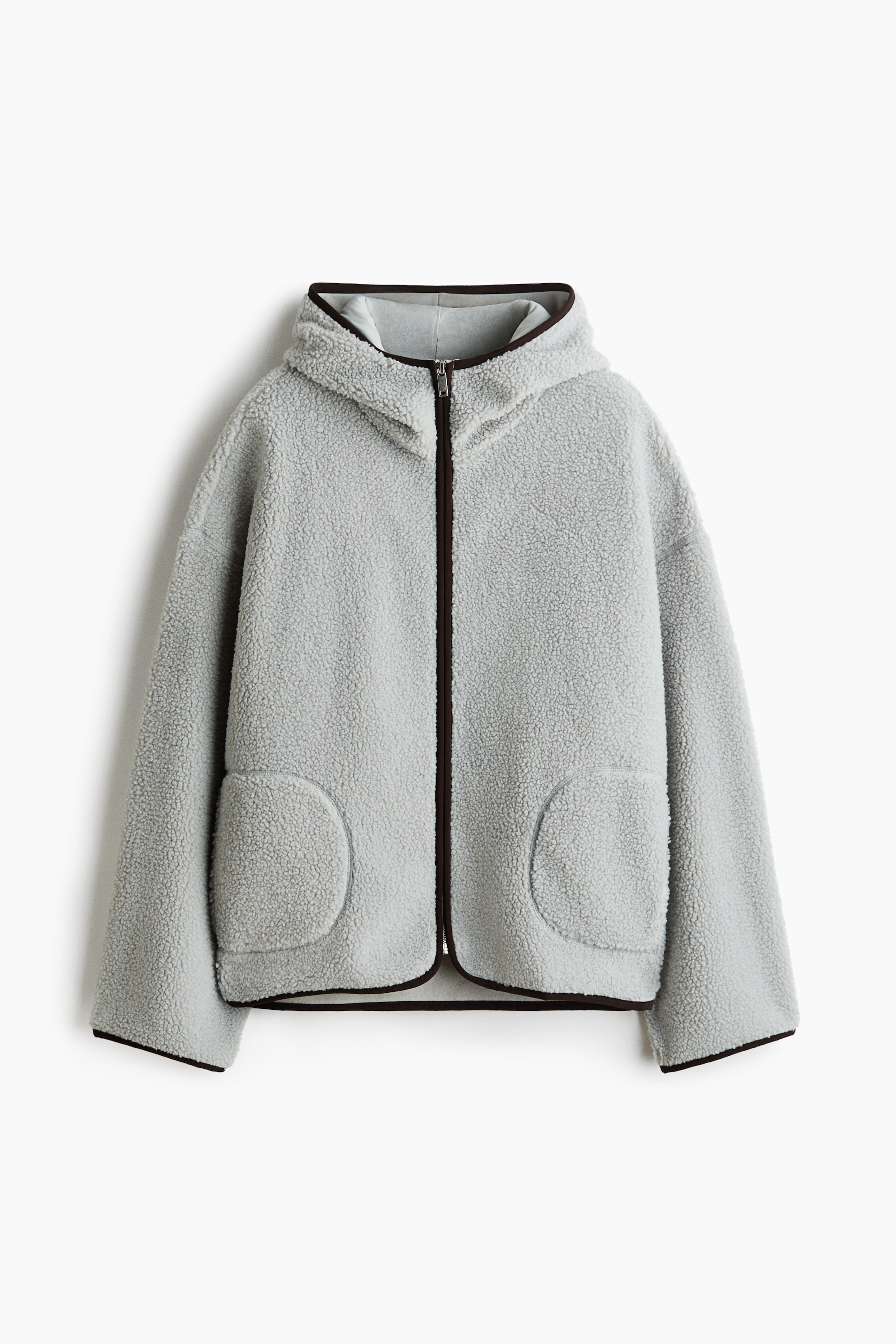 View larger image: Teddy zip-through hoodie - Light grey - Ladies | H&M 1
