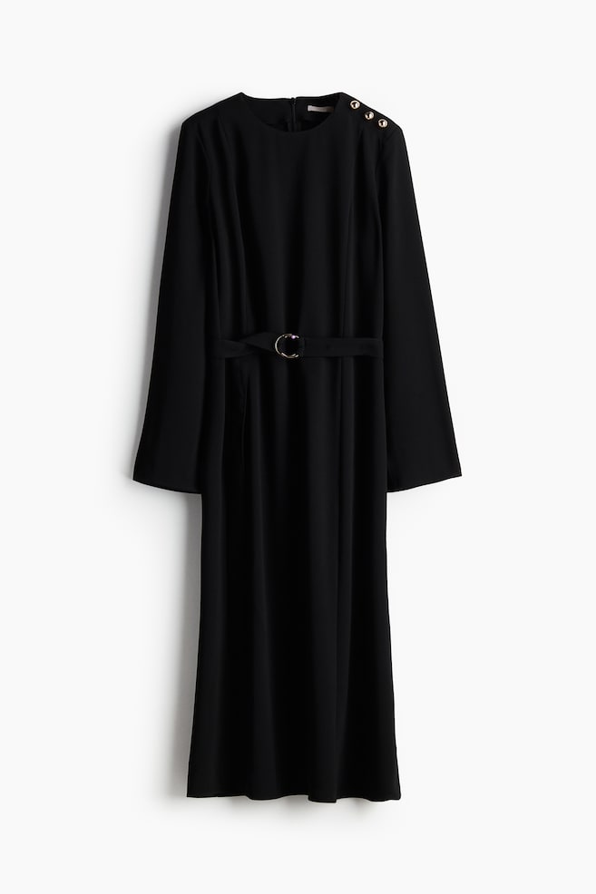 Robe en twill avec ceinture - Noir - 1