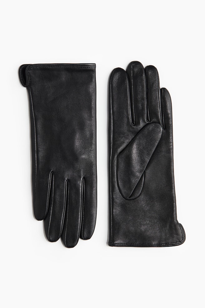Gants en cuir - Noir/Marron foncé - 1