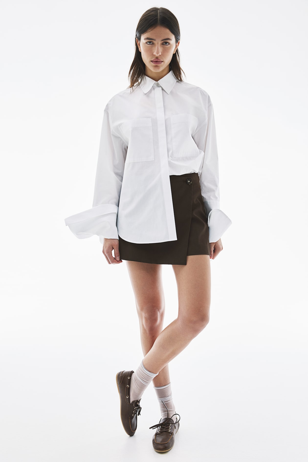 Mini jupe-short - Marron foncé - FEMME | H&M FR