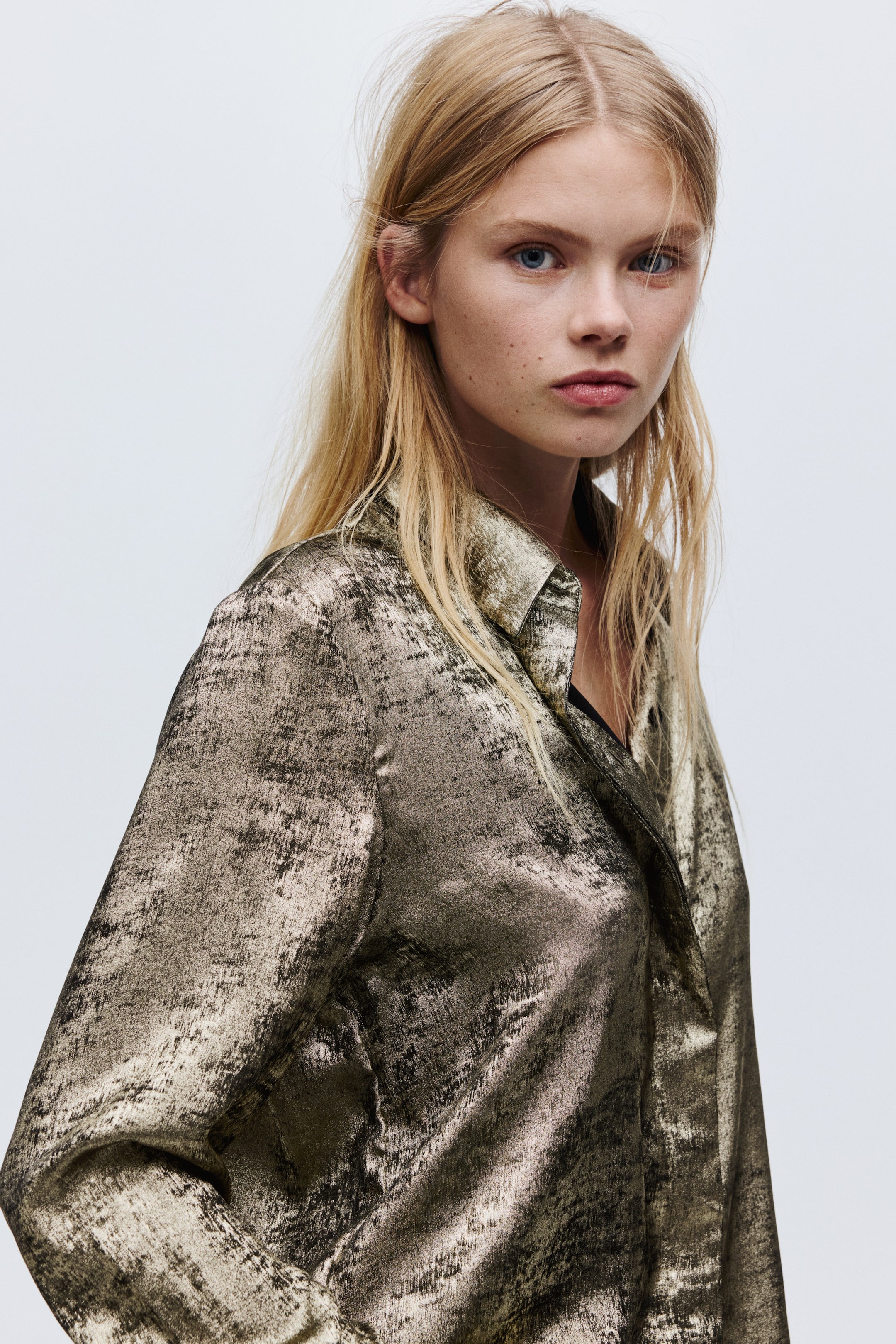 View larger image: Satin shirt - Gold-coloured - Ladies | H&M IN 4